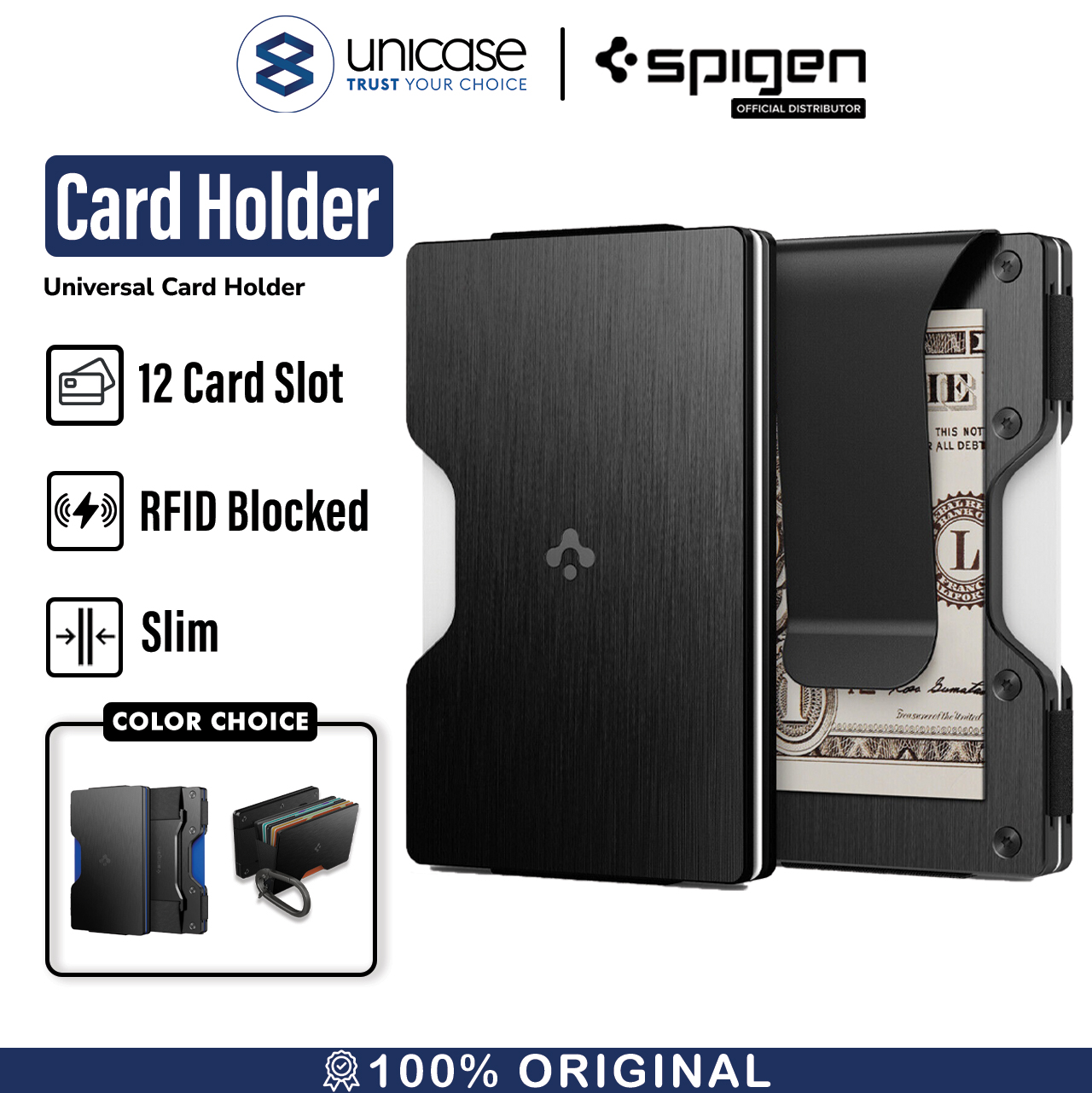 Spigen Dompet Kartu Card Holder Wallet S Money Clip Type - Black AFA05261