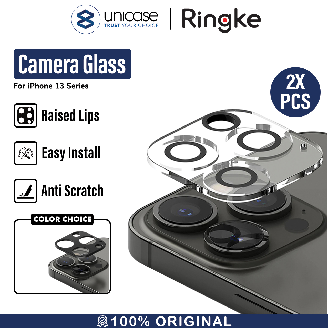 Ringke iPhone 13 Pro / 13 Pro Max Camera Glass Protector (2Pack) - Clear C1G022