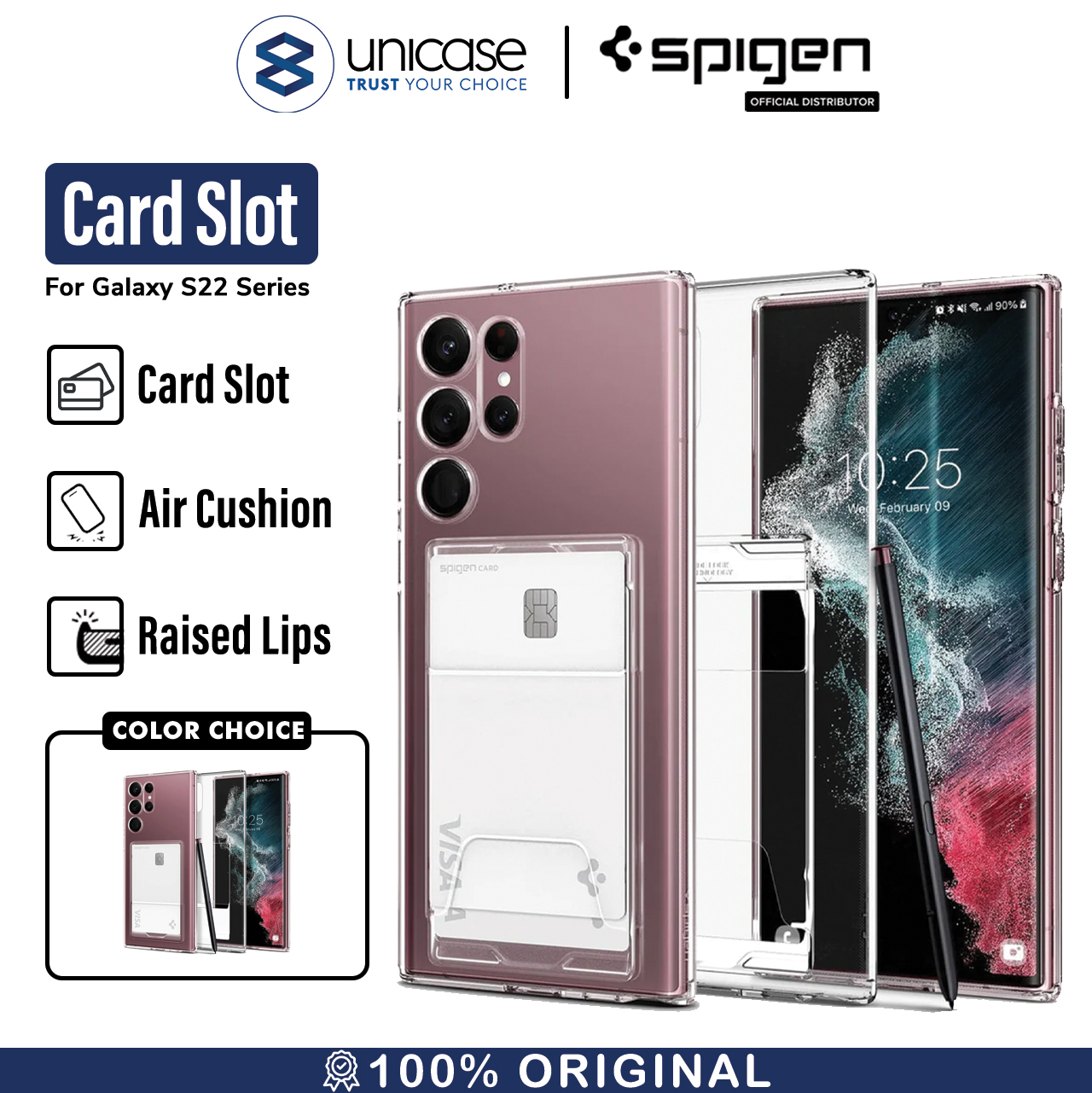 Case Samsung Galaxy S22 Ultra Plus Spigen Crystal Card Slot Casing
