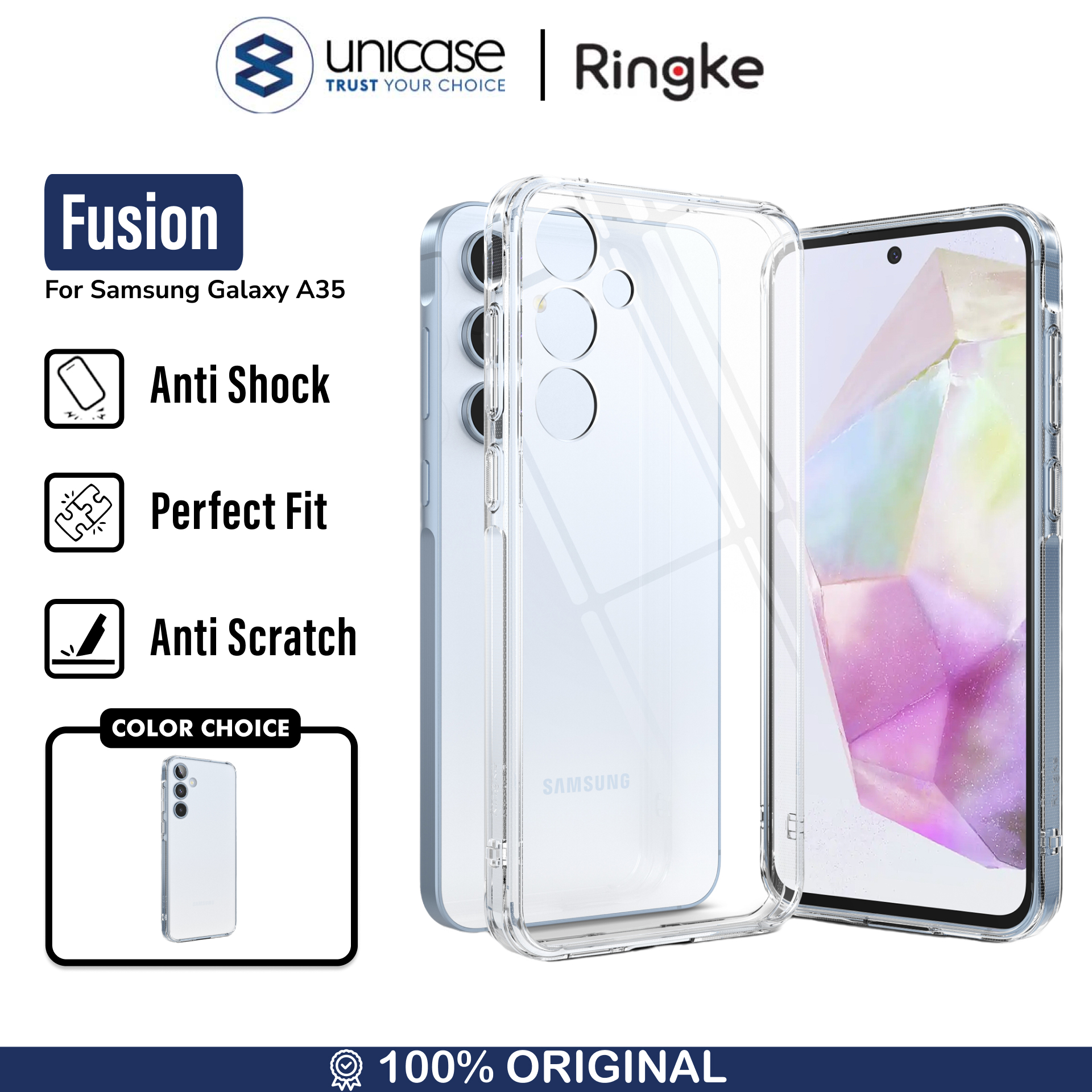 Case Samsung Galaxy A35 Ringke Fusion Clear Anti Crack Cover Casing