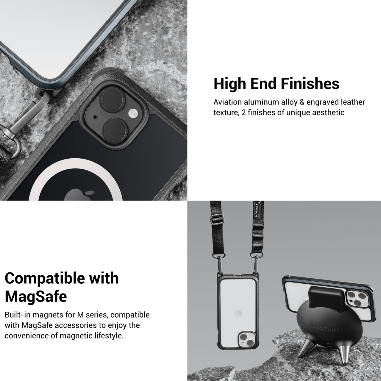Case iPhone 15 Pro Max Plus MagEasy Odyssey MagSafe Clear Strap Casing