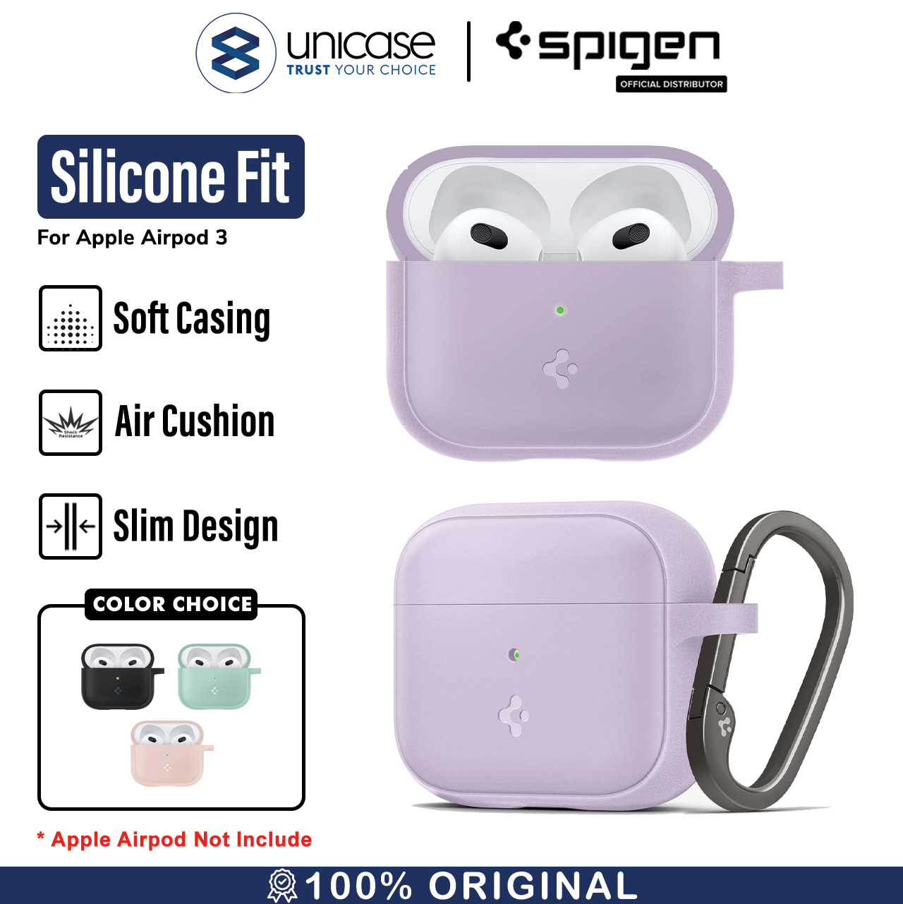 Spigen AirPods 3 Case Silicone Fit - Lavender ASD02900