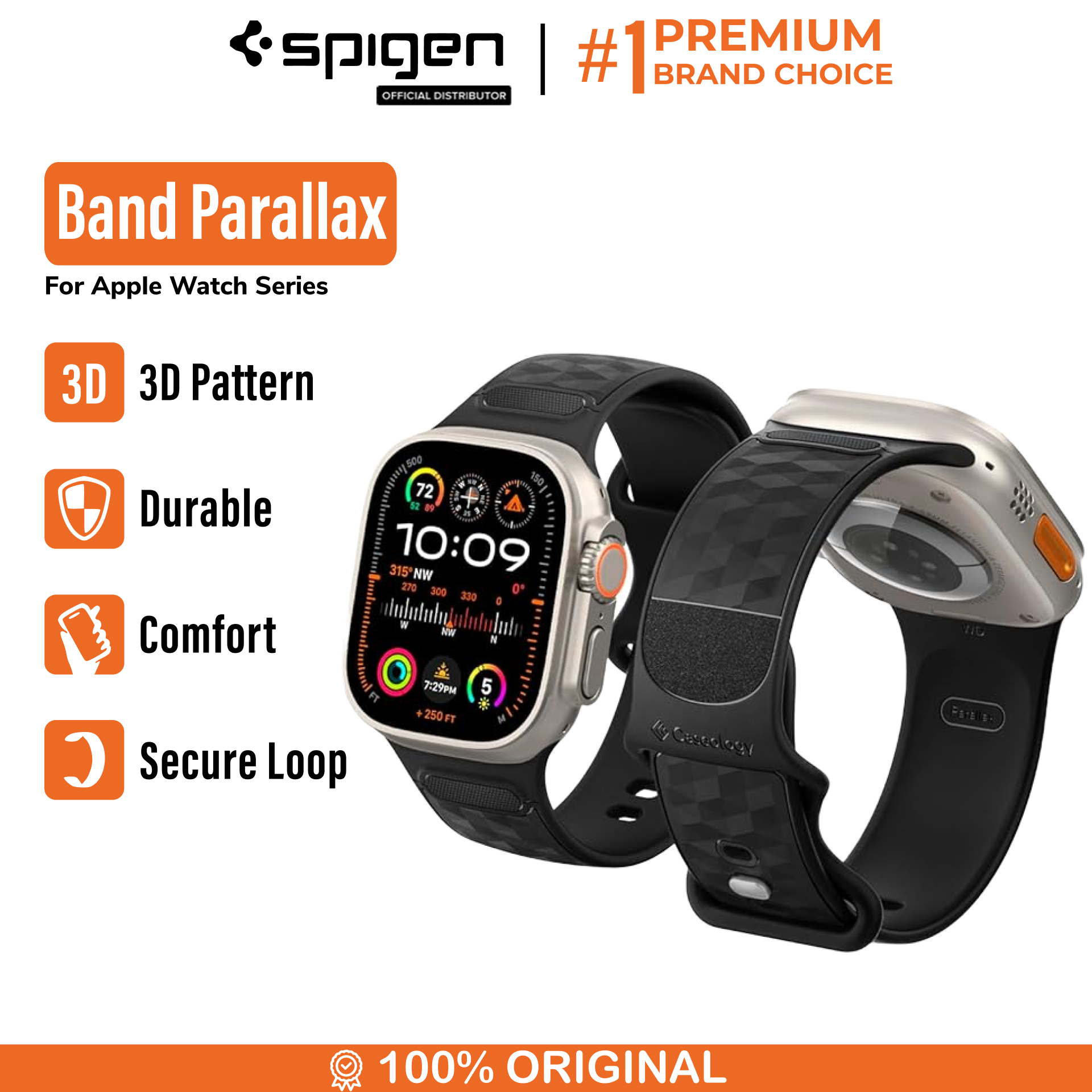 Caseology Apple Watch 49mm / 46mm / 45mm / 44mm / 42mm (Series 3 / 2 / 1) Band Parallax - Matte Black AMP07135