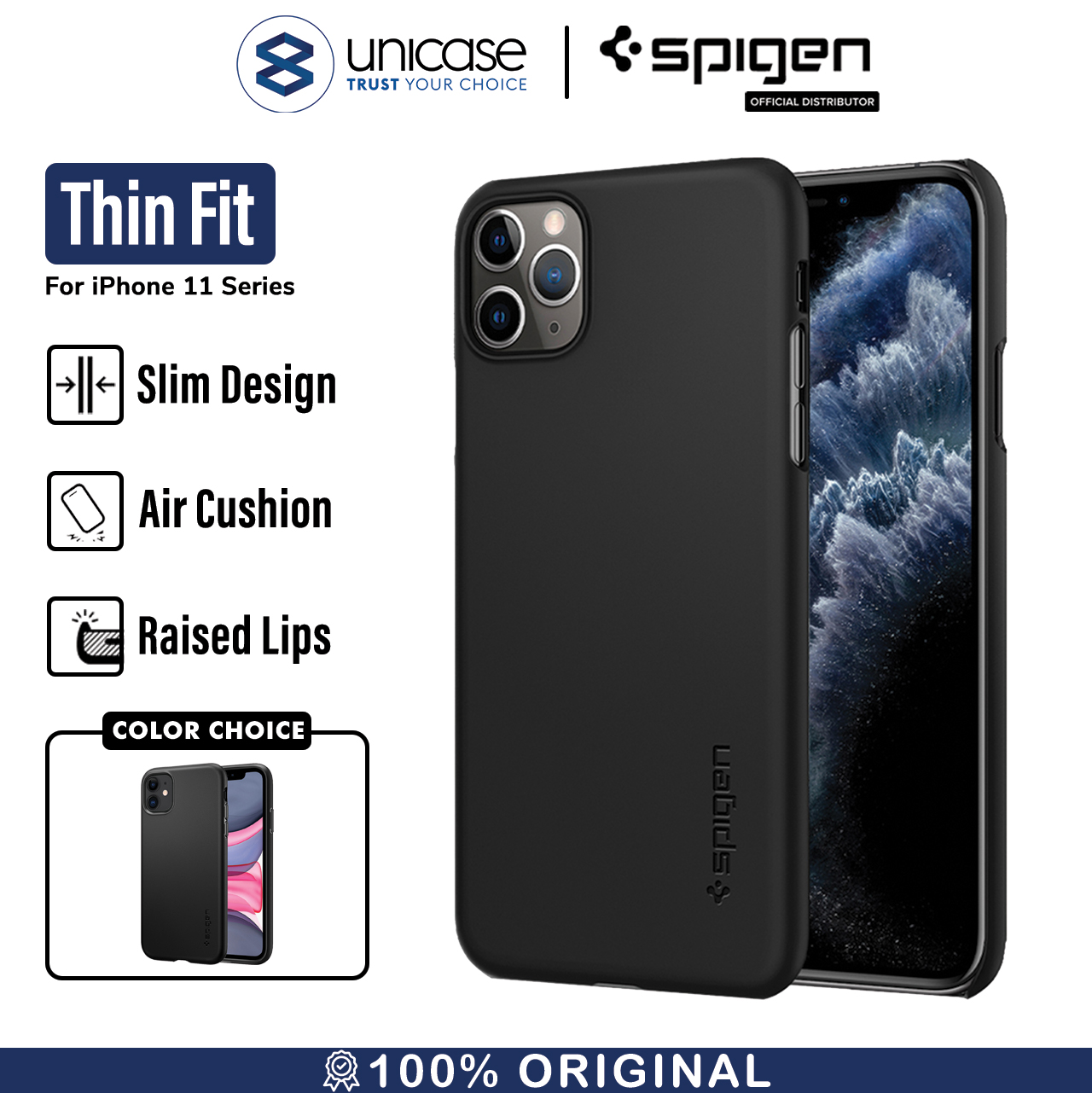 Spigen iPhone 11 Case Thin Fit - Black 076CS27178