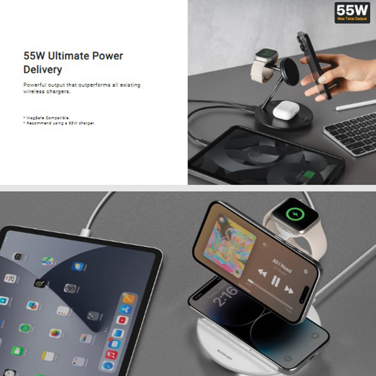 Magnetic Wireless Charging MagEasy PowerStation 5 in 1 Stand Holder