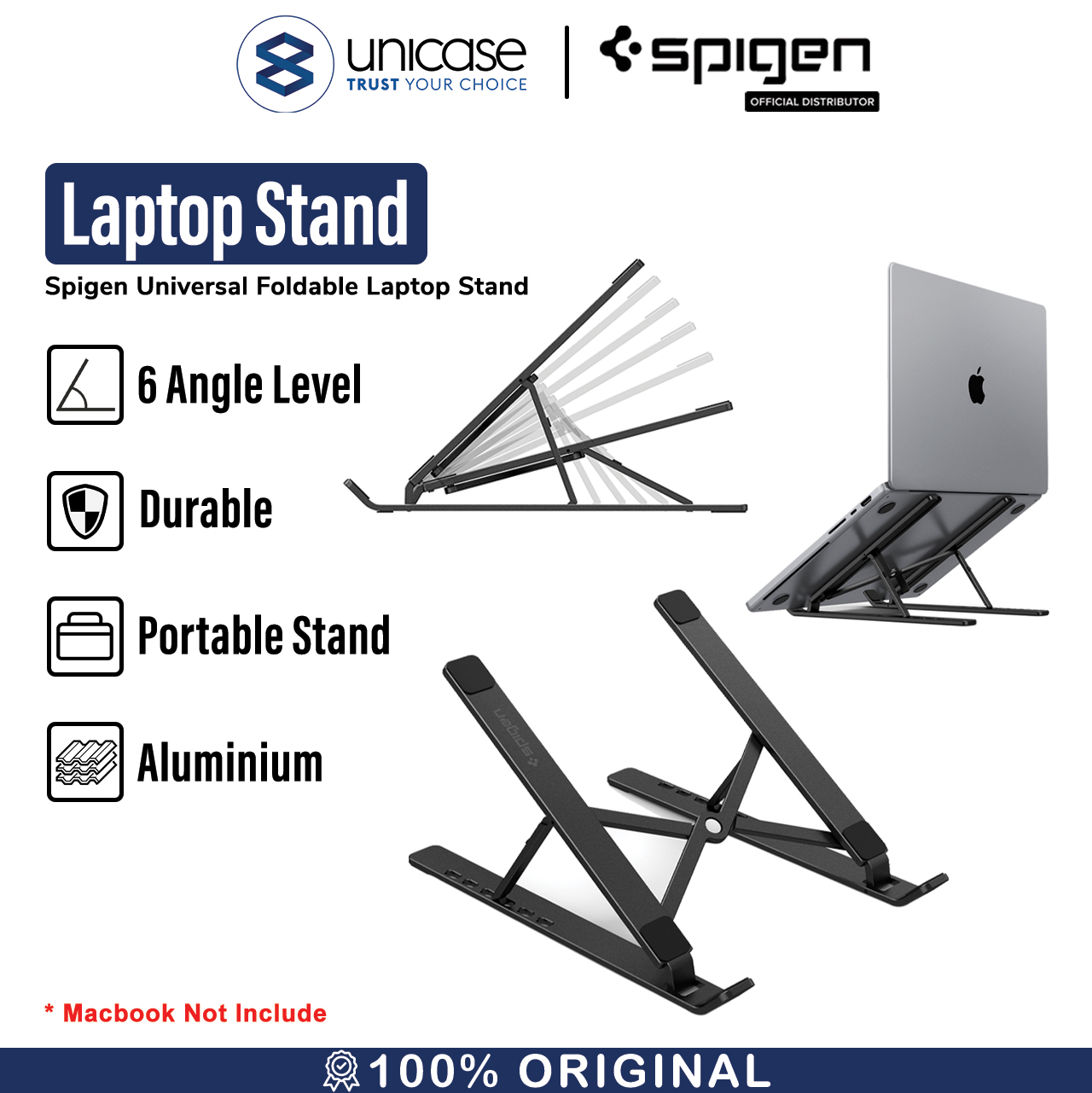 Universal Laptop Stand Spigen Portable Foldable Adjustable Holder Desk