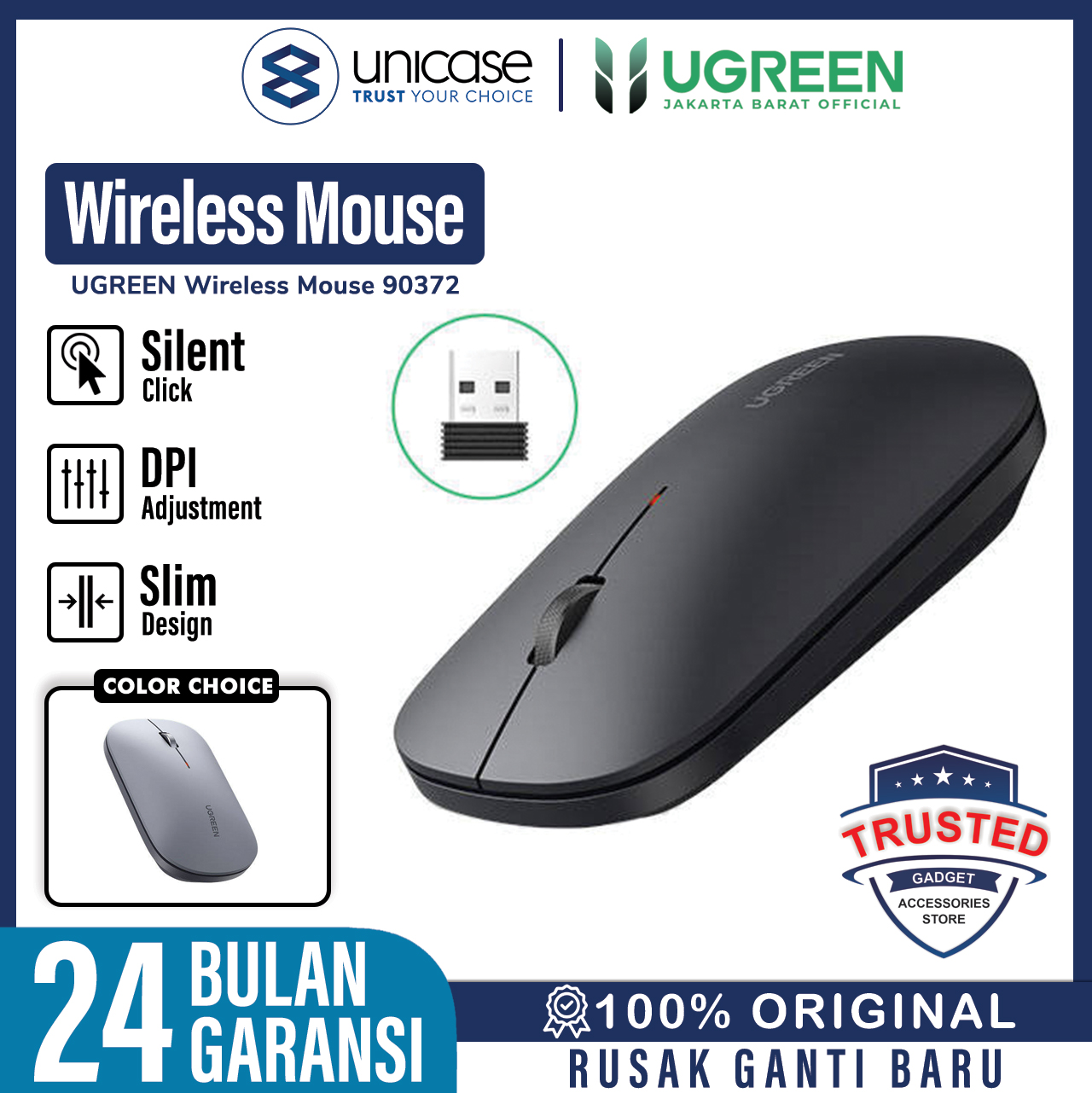 Wireless Mouse Laser UGREEN Portable Slim 2.4GHz Silent Mac Windows