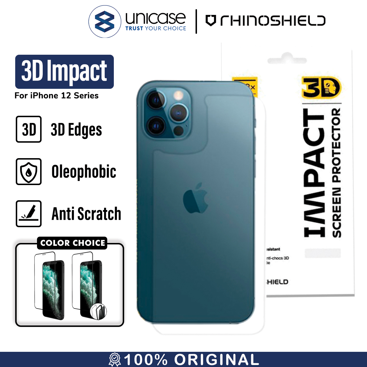 Screen Protector iPhone 12 Pro Max 12 Mini Rhinoshield 3D Impact Guard