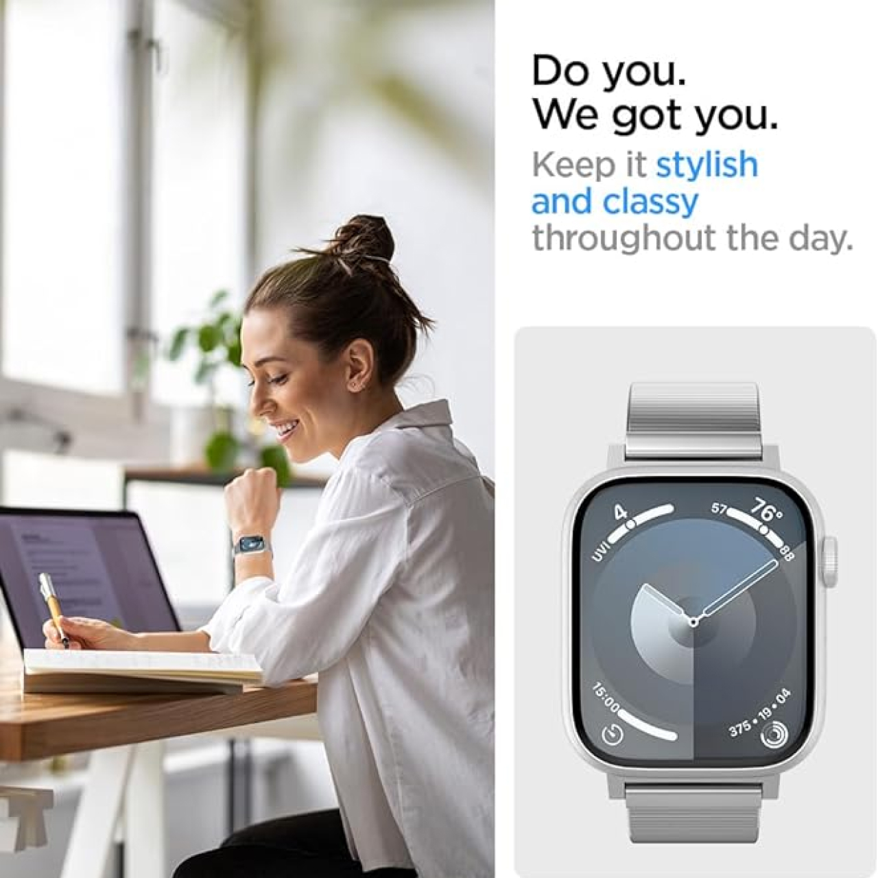 Spigen Apple Watch 49mm / 46mm / 45mm / 44mm / 42mm (Series 3 / 2 / 1) Band Sleek Link - Silver AMP07224