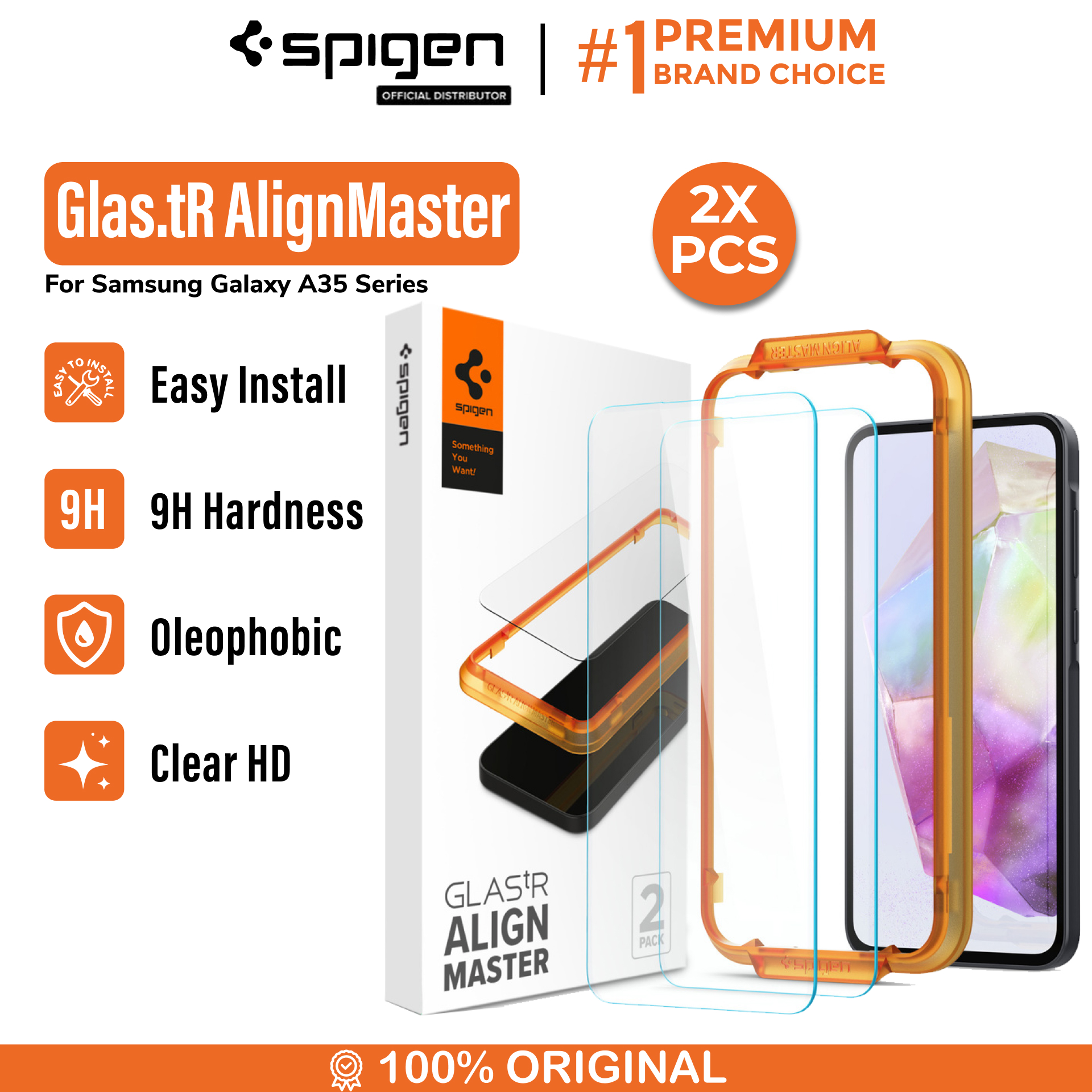 Spigen Galaxy A35 5G Tempered Glass Glas.tR AlignMaster (2Pack) - Transparency AGL07772