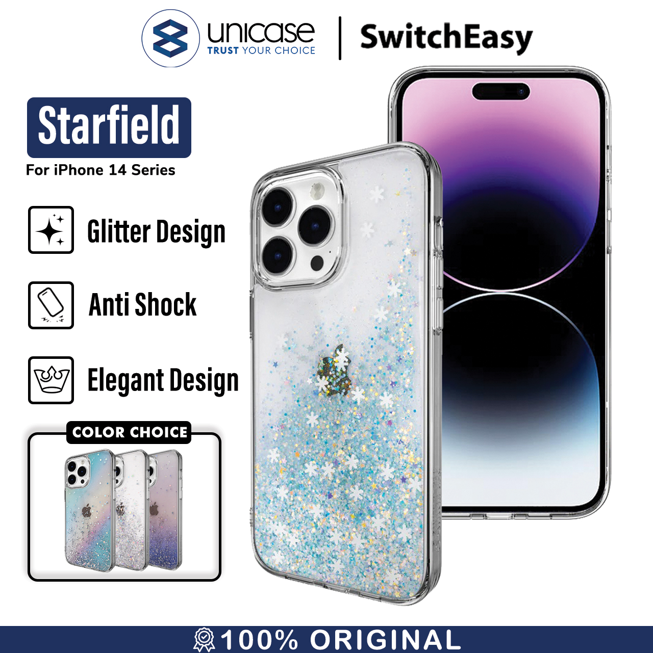 Case iPhone 15/ 14 Pro Max Plus SwitchEasy Starfield Glitter Casing