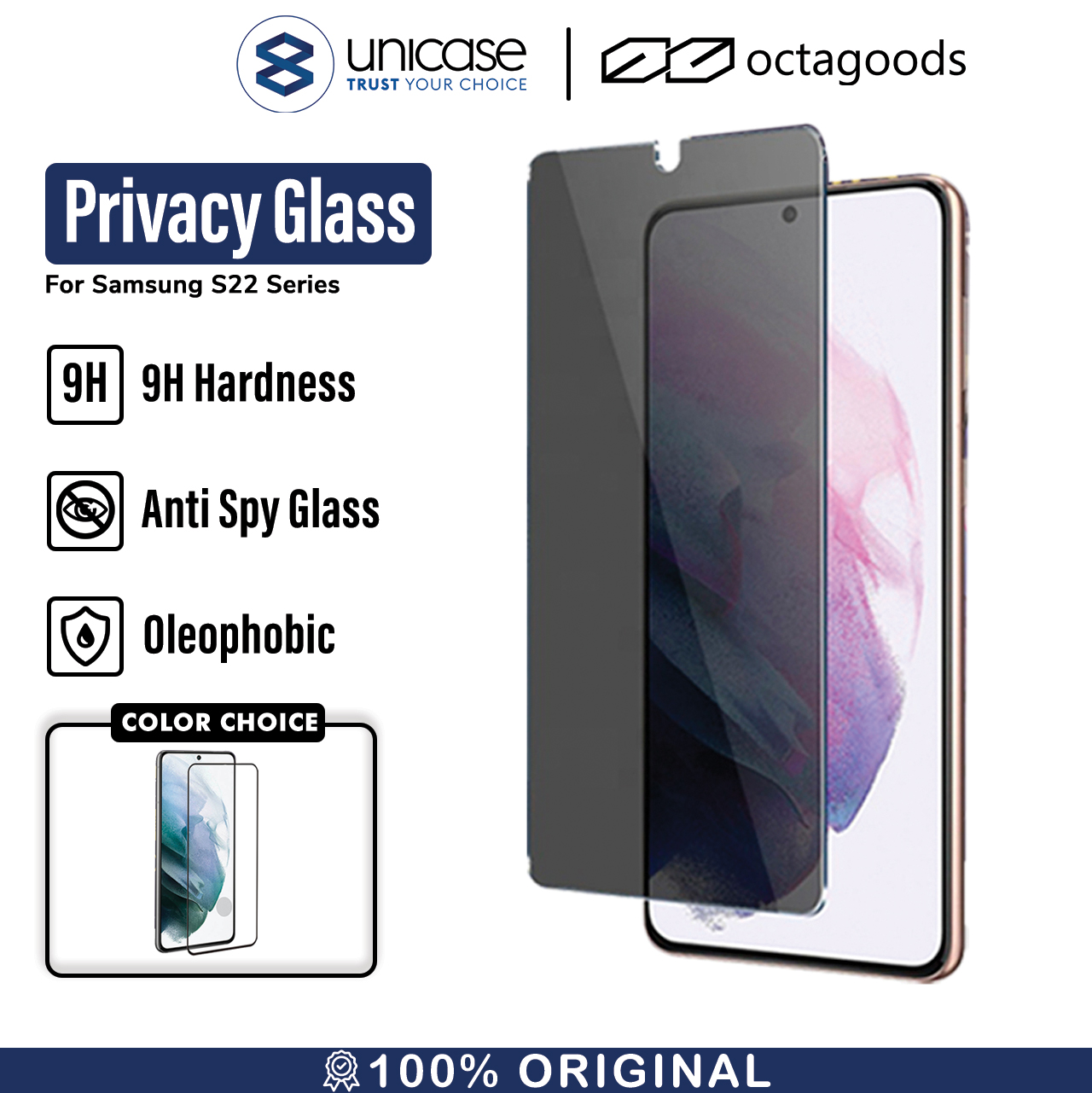 Tempered Glass Samsung Galaxy S22 Ultra Plus 5G OctaGoods Full Cover