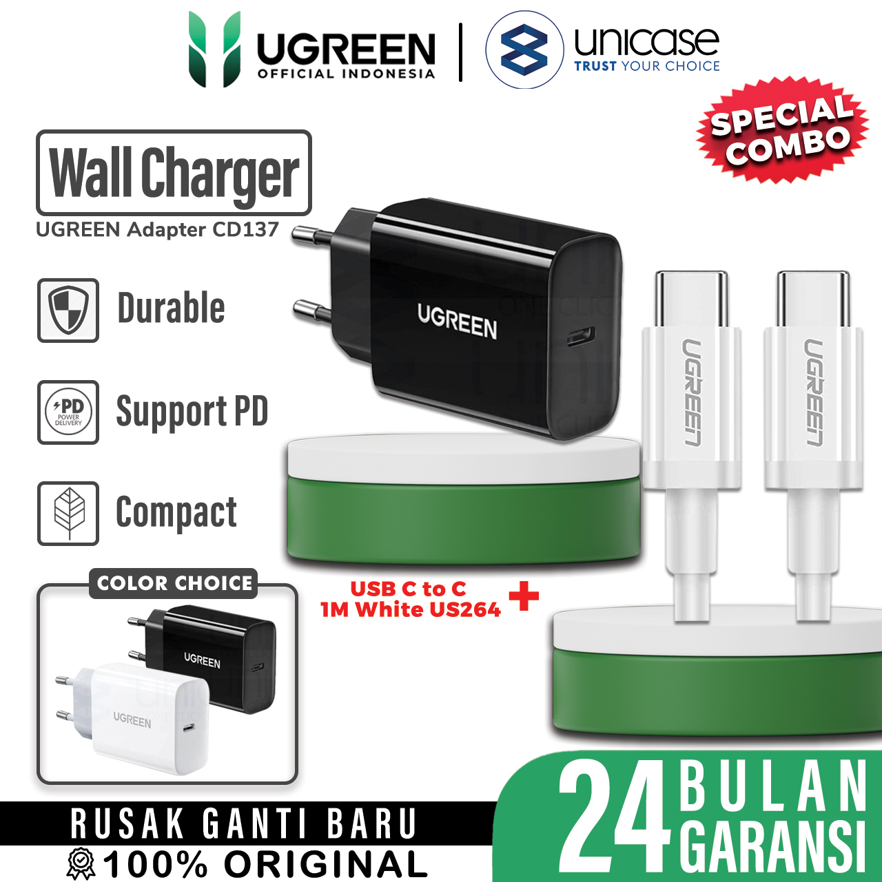 UGREEN CD137 Black + Cable C to C US264