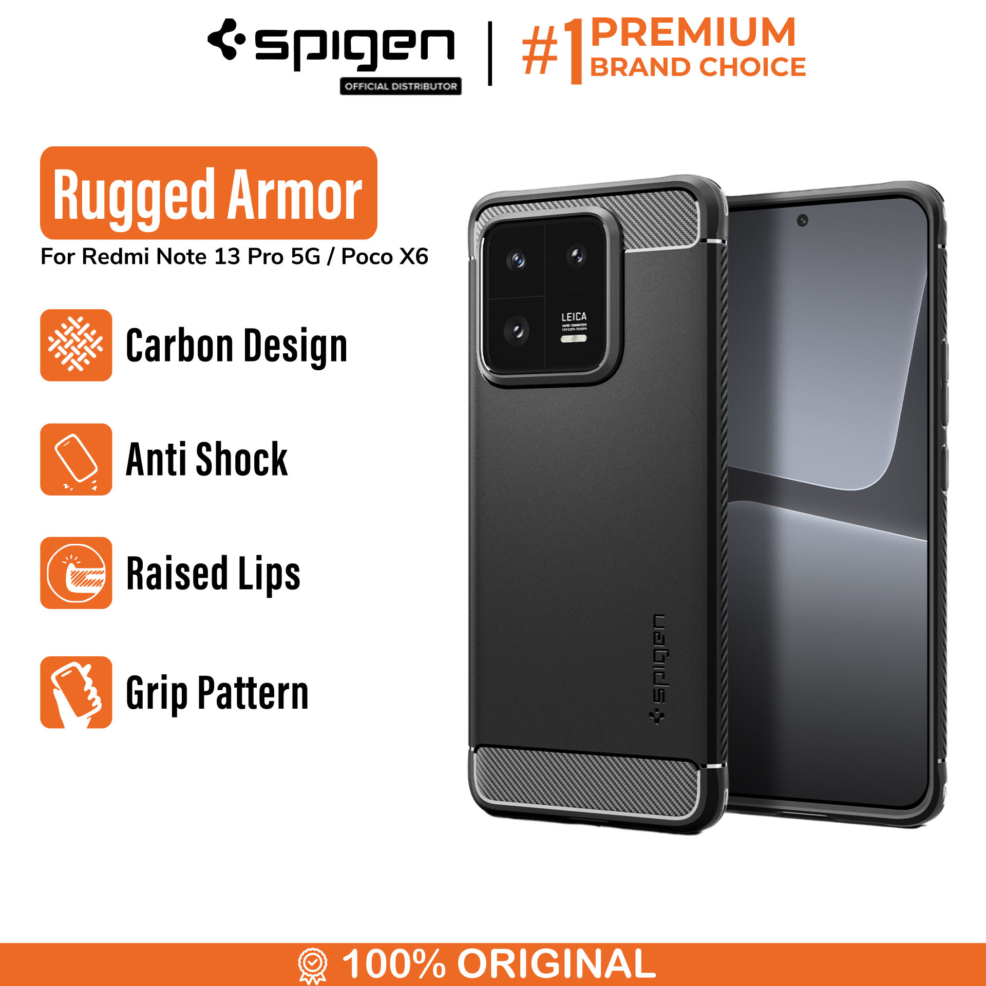 Spigen Xiaomi Redmi Note 13 Pro 5G Case Rugged Armor - Matte Black ACS07254