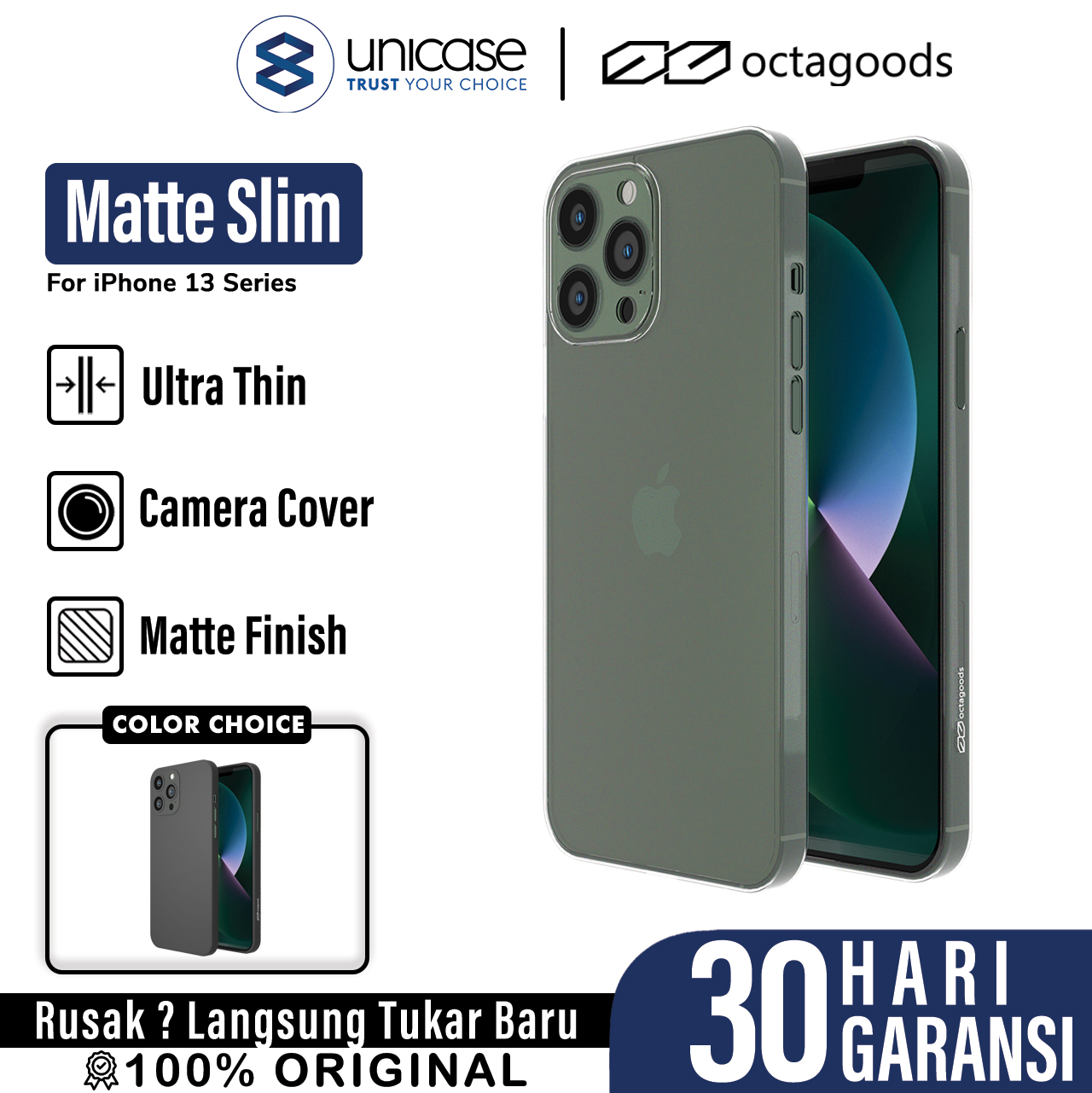 Octagoods iPhone 13 Pro Max Case Matte Slim - Clear CB33116