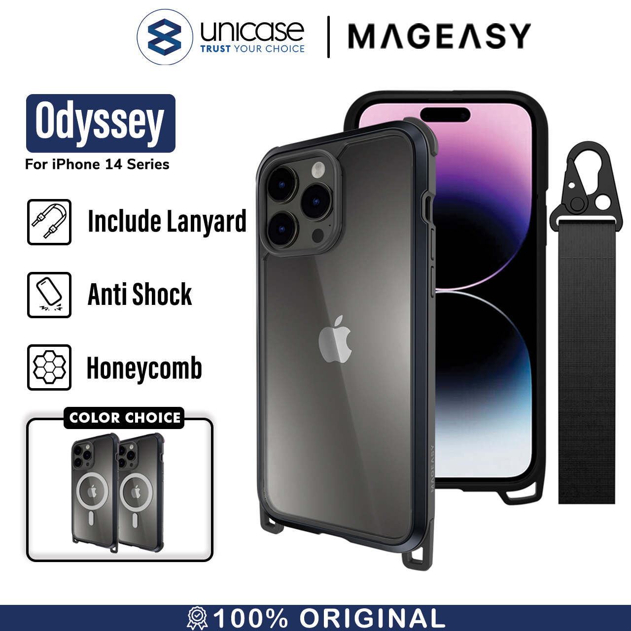 Case iPhone 15 / 14 Pro Max Plus MagEasy Odyssey MagSafe Strap Casing
