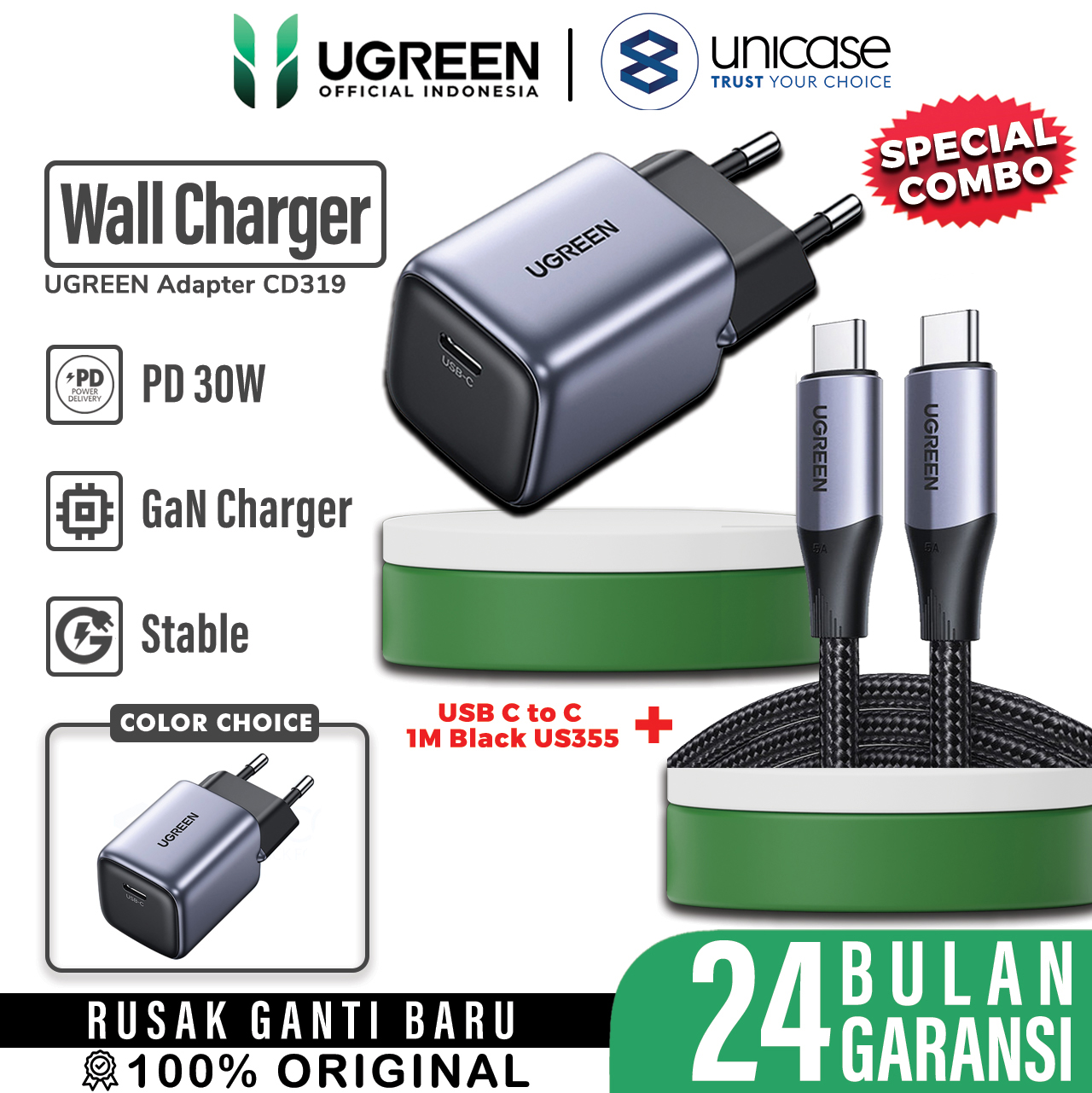 UGREEN CD319 Gray + Cable USB C to C US355 80150