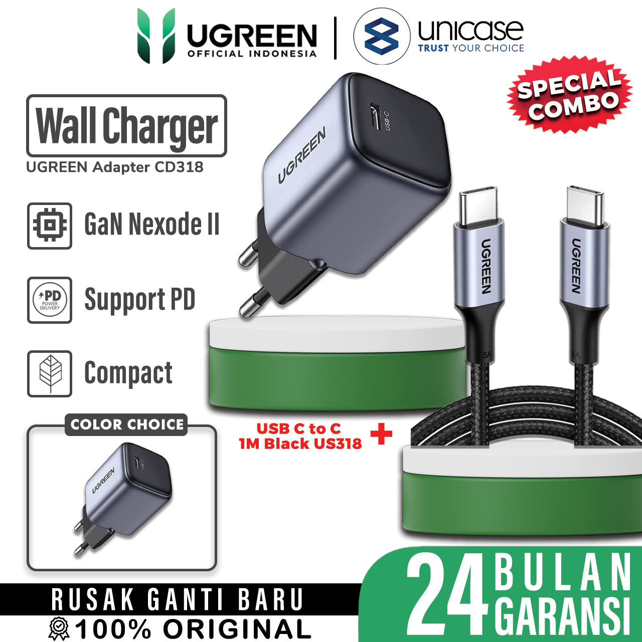 UGREEN CD318 Grey + Cable USB C to C US316 70427