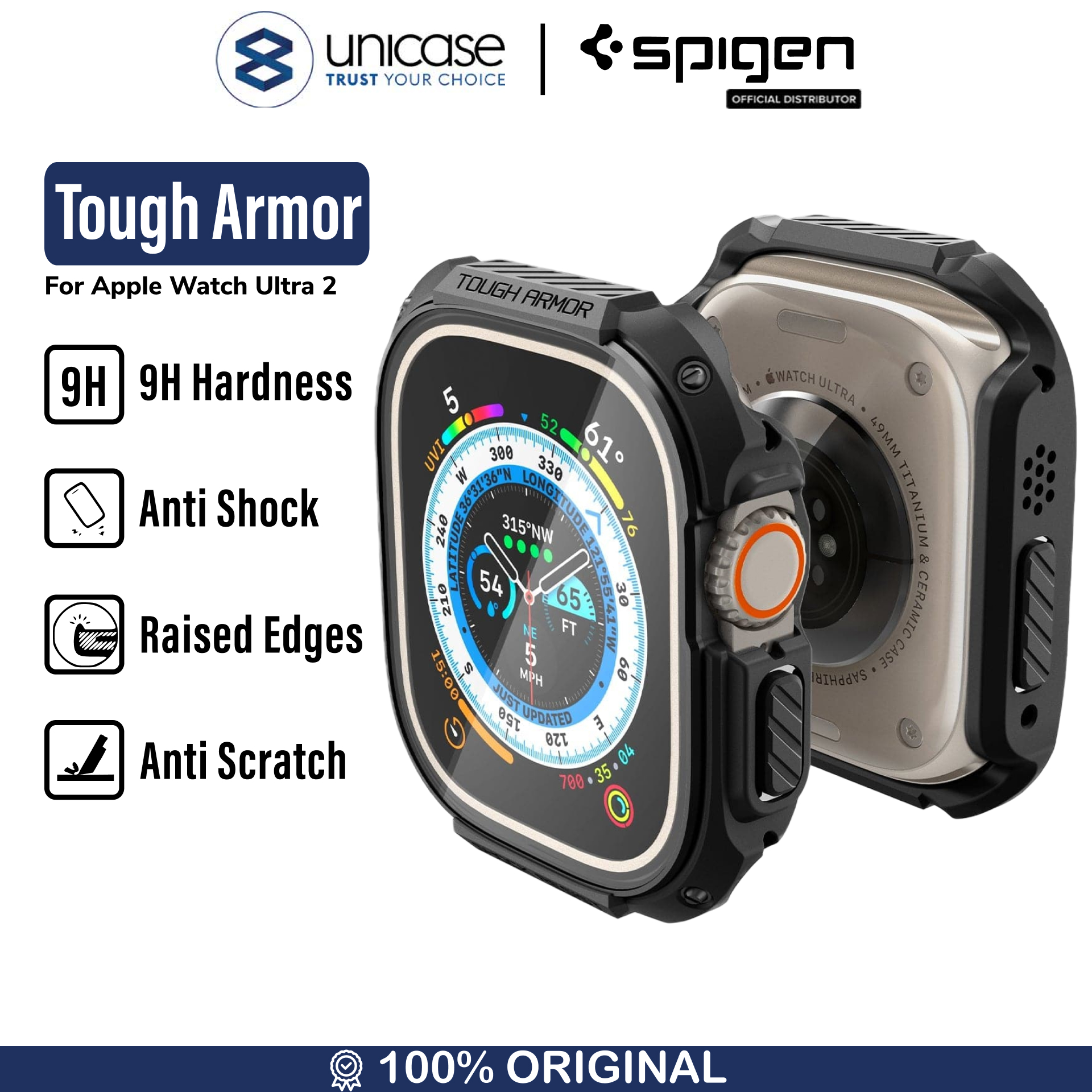 Spigen Apple Watch Series Ultra 2 / 1 (49mm) Case Tough Armor - Black ACS05457