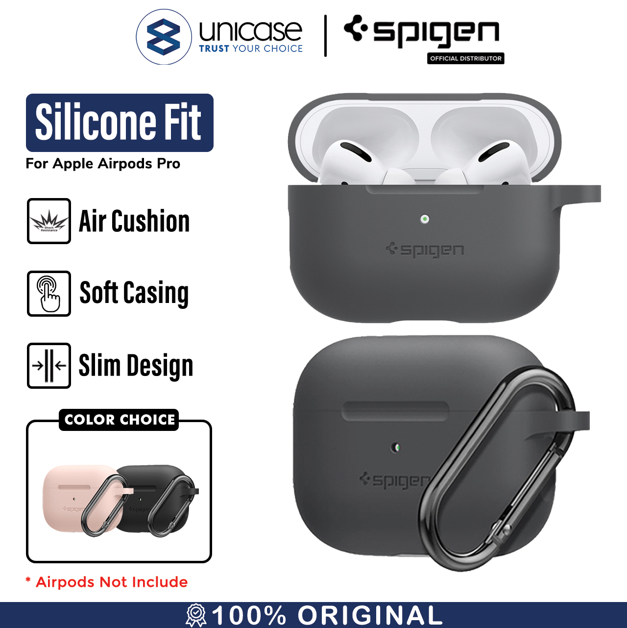 Case Airpods Pro Spigen Silicone Fit Cover Softcase Premium Casing