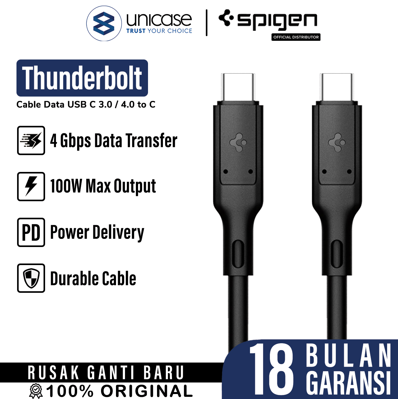 Spigen Kabel Charger USB C - USB C 100W ArcWire 0.8m - Black ACA02201