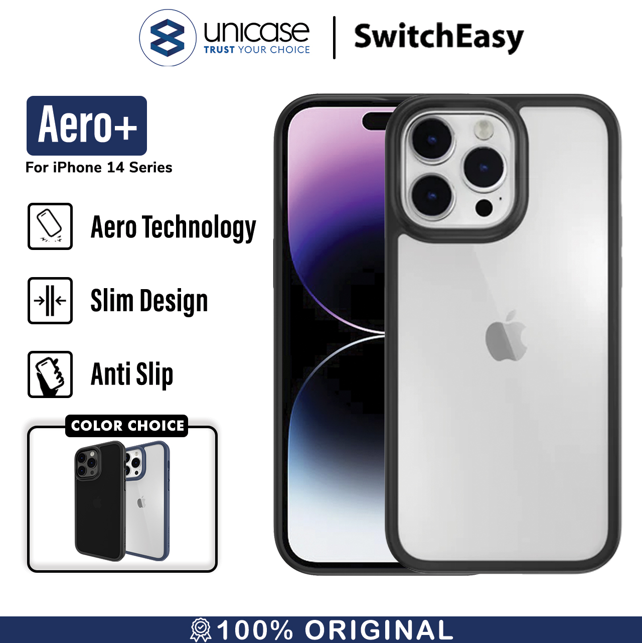 Case iPhone 15/14 Pro Max Plus SwitchEasy Aero Plus Anti Crack Casing