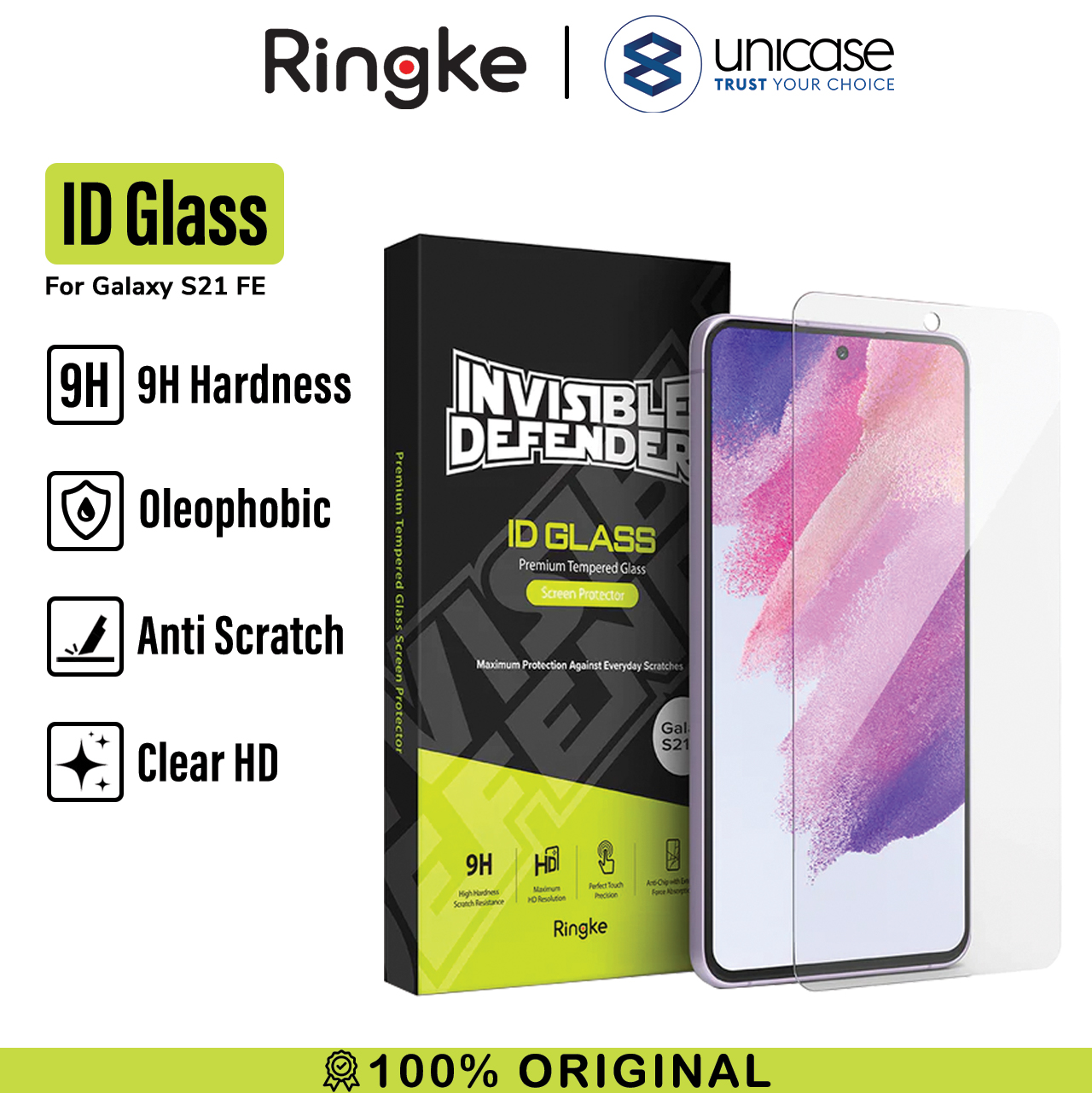 Tempered Glass Samsung Galaxy S21 FE 5G Ringke ID Full Cover Protector