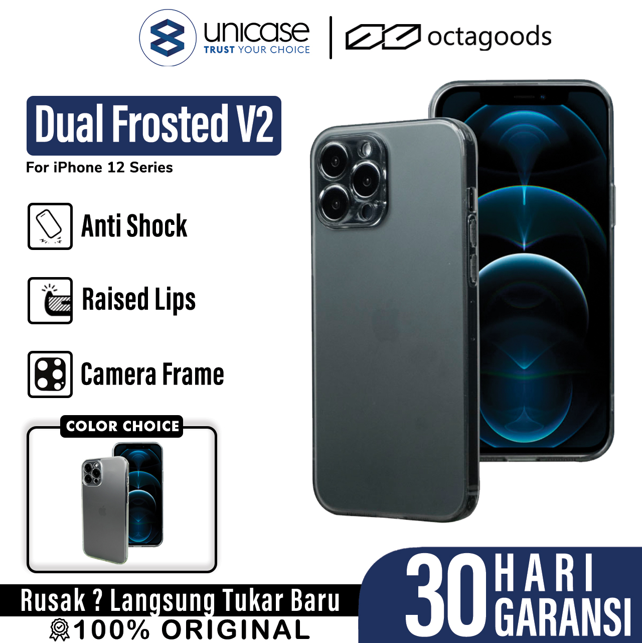 Case iPhone 12 Pro Max Mini Octagoods Dual Frosted V2 Hybrid Casing