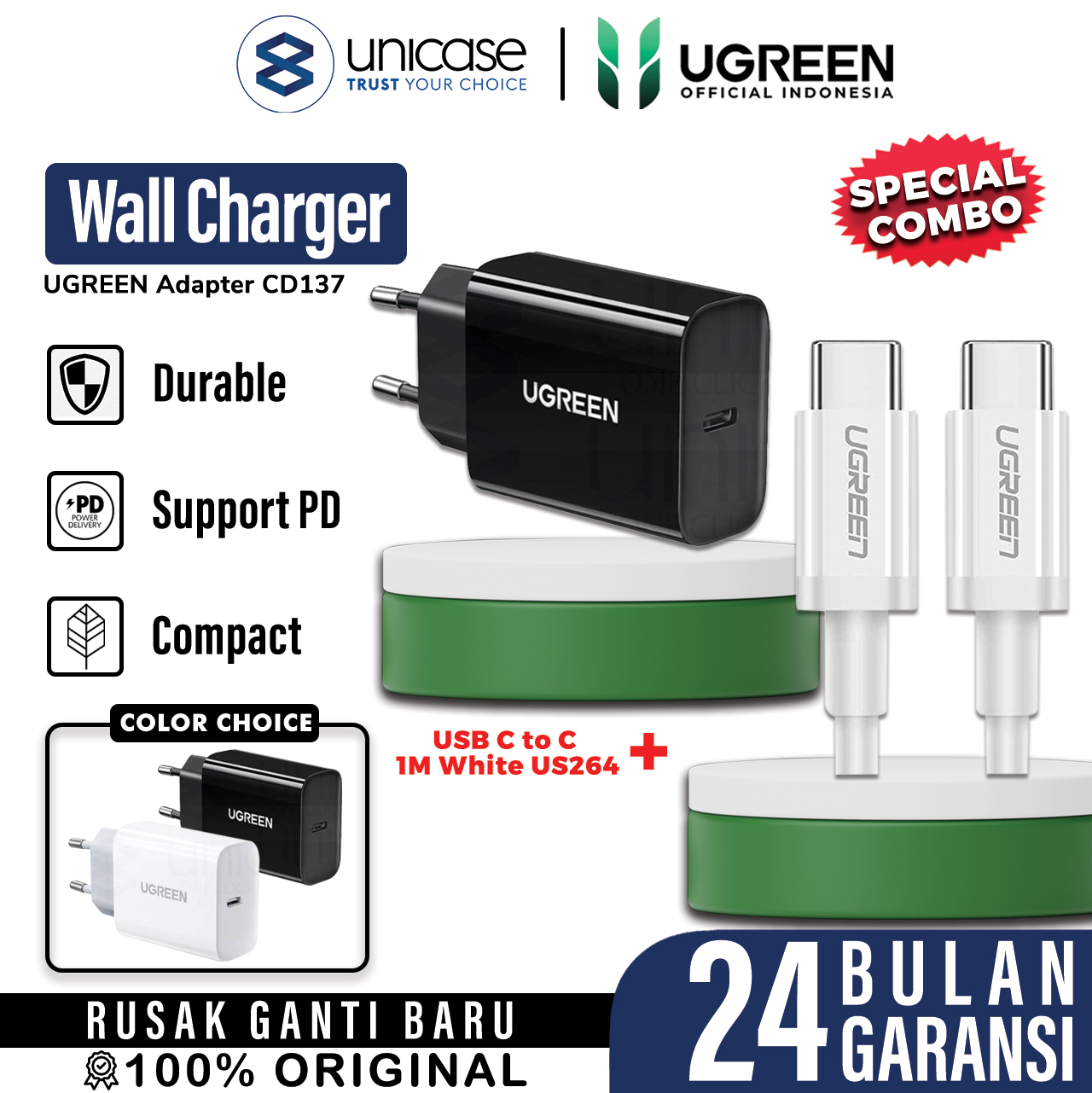 UGREEN CD137 Black + Cable C to C US264