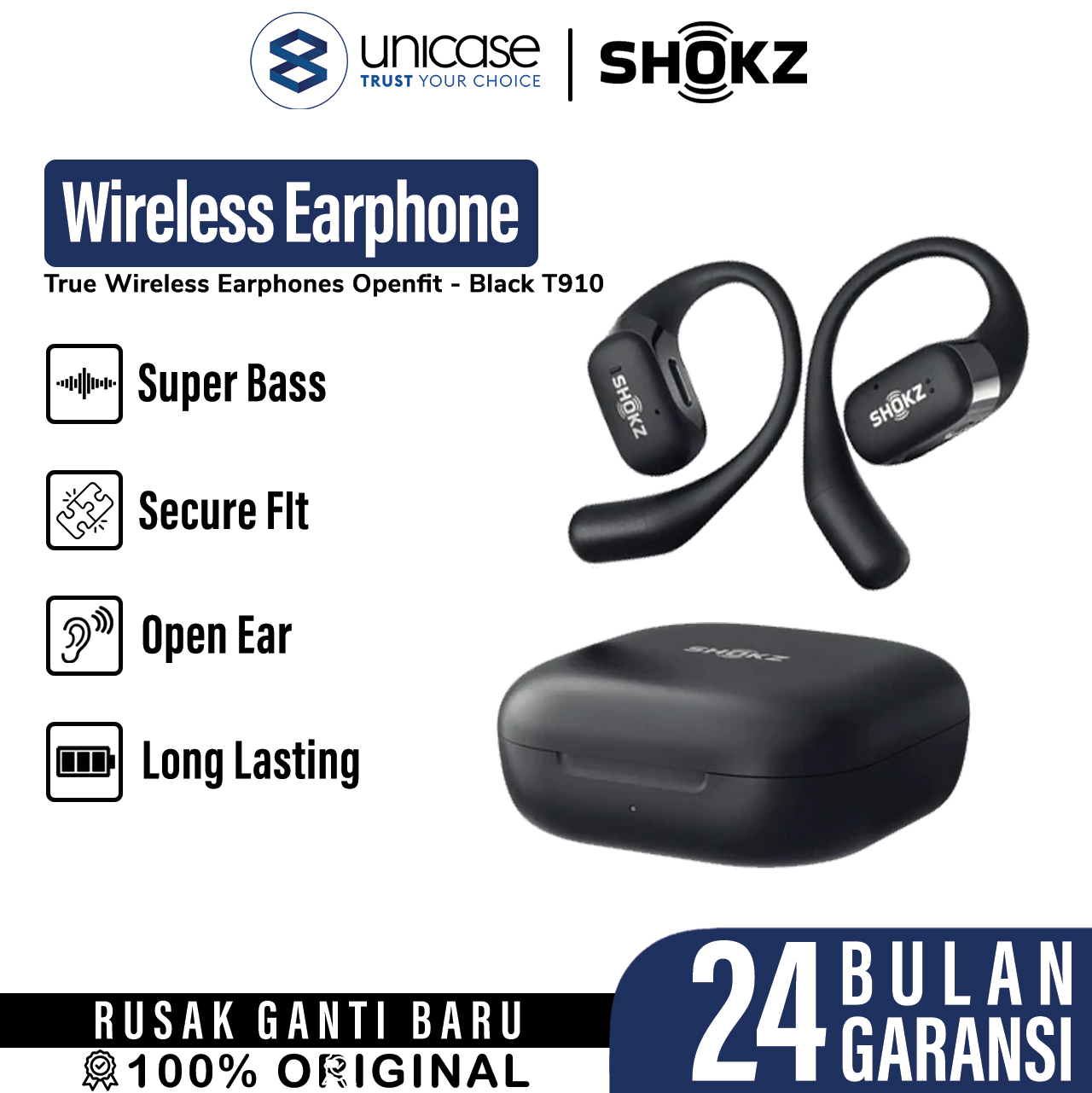TWS Open Ear Wireless Earphone Shokz OpenFit Bluetooth 5.2 Headset