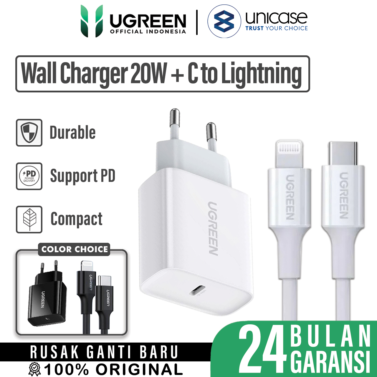 UGREEN CD137 White + Cable C to Lightning US171