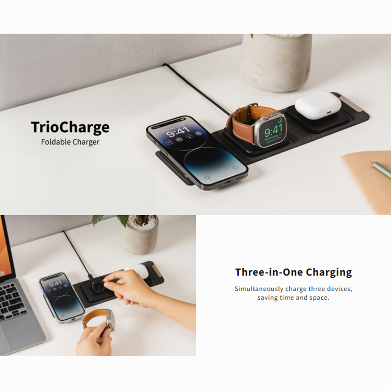 Wireless Charger SwitchEasy TrioCharge Portable 3 in 1 Fast Charging