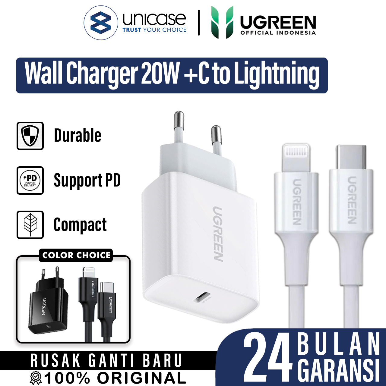 UGREEN CD137 White + Cable C to Lightning US171