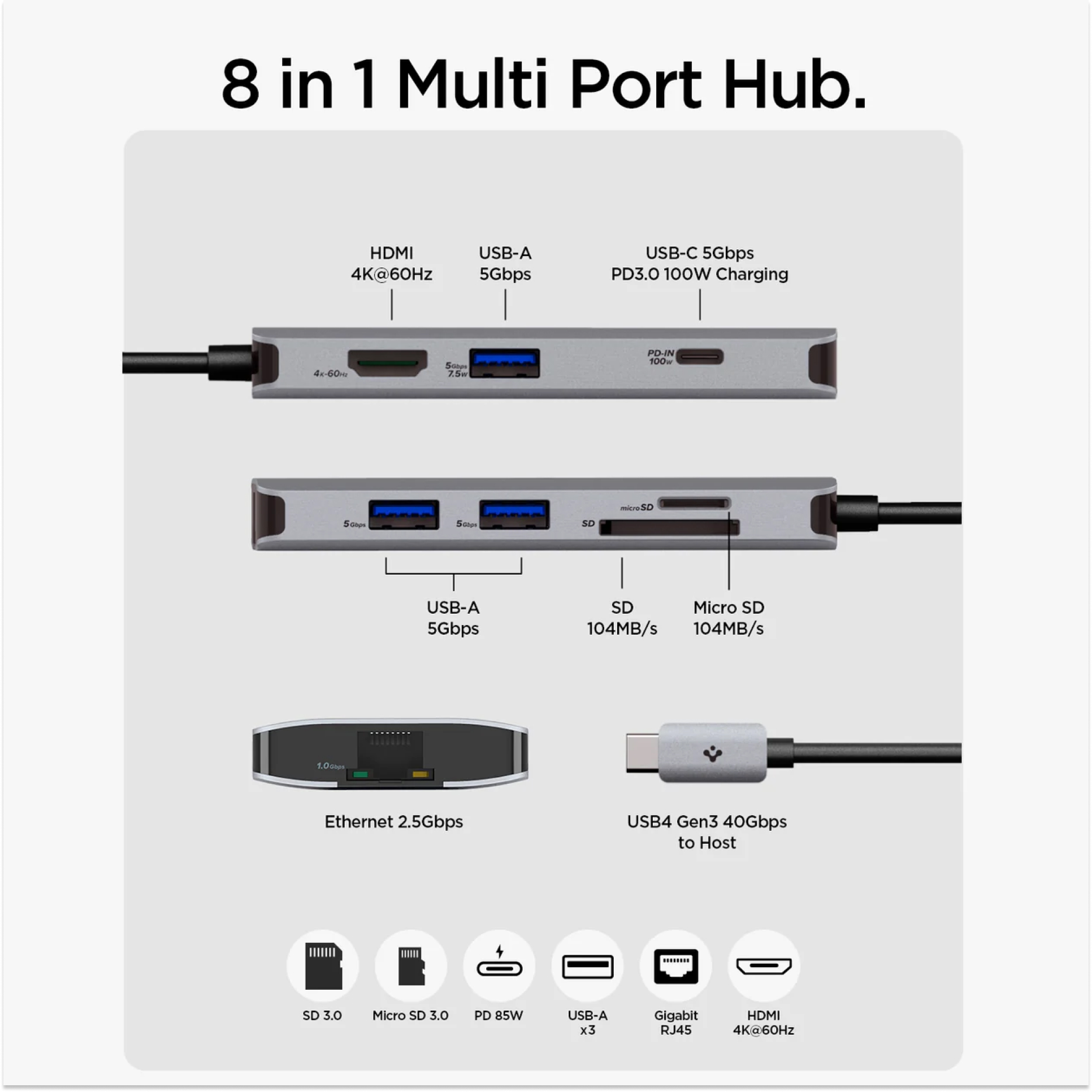Adapter Converter USB C Hub 8 in 1 Spigen ArcDock 4K Macbook Laptop