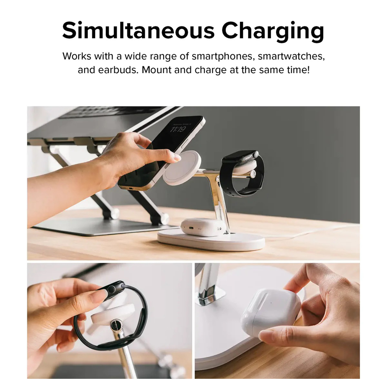 Magnetic Wireless Charging Stand Ringke 3 in 1 Magsafe Holder 15W LED