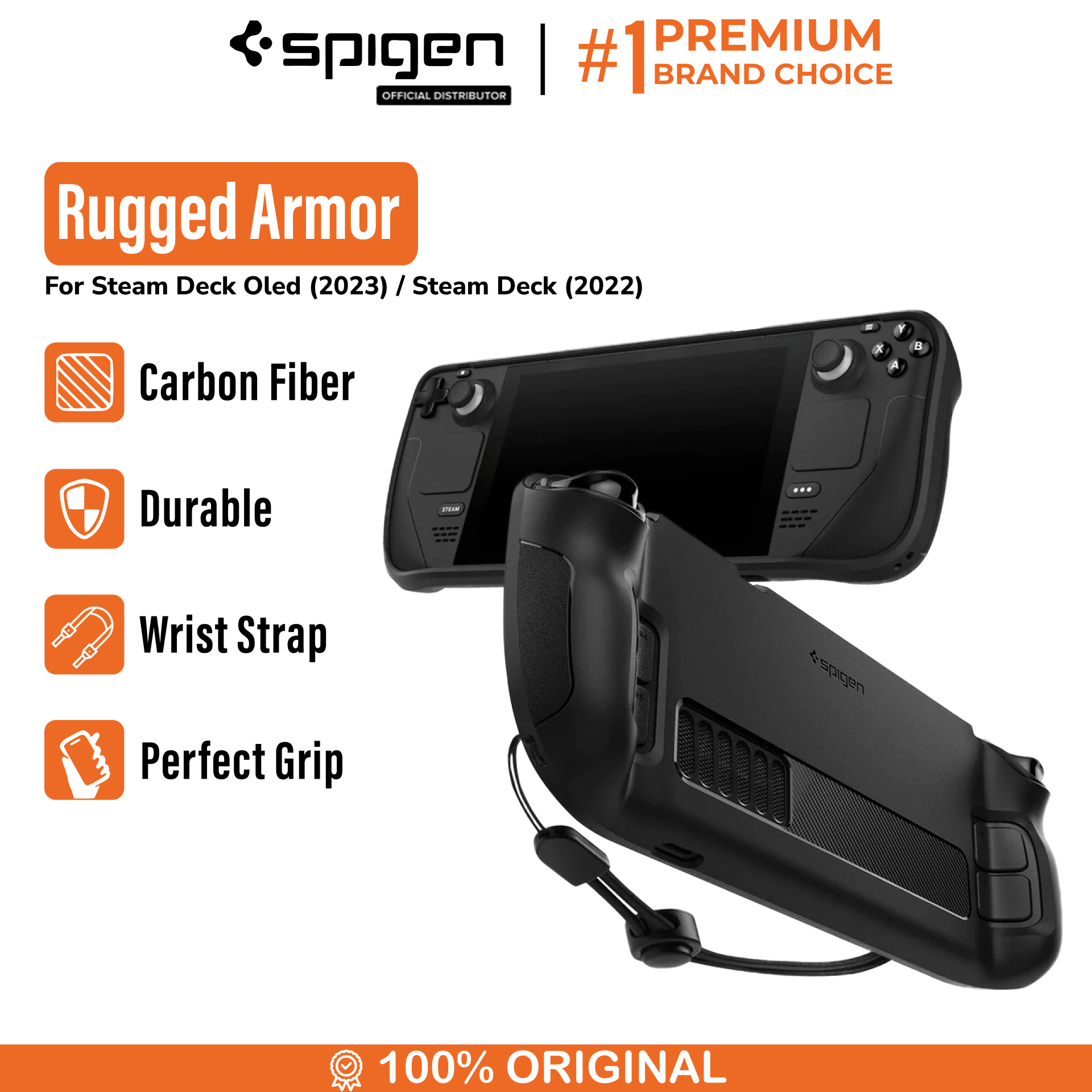 Spigen Steam Deck OLED (2023) / Steam Deck (2022) Case Rugged Armor - Black ACS03730