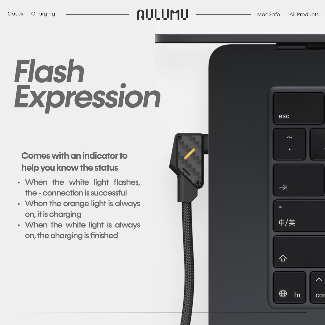Aulumu Kabel Charger 90" USB C - USB C M07 Carbon Fiber Kevlar Cable 240W 1.2m - Black M07-CF-BK-1.2