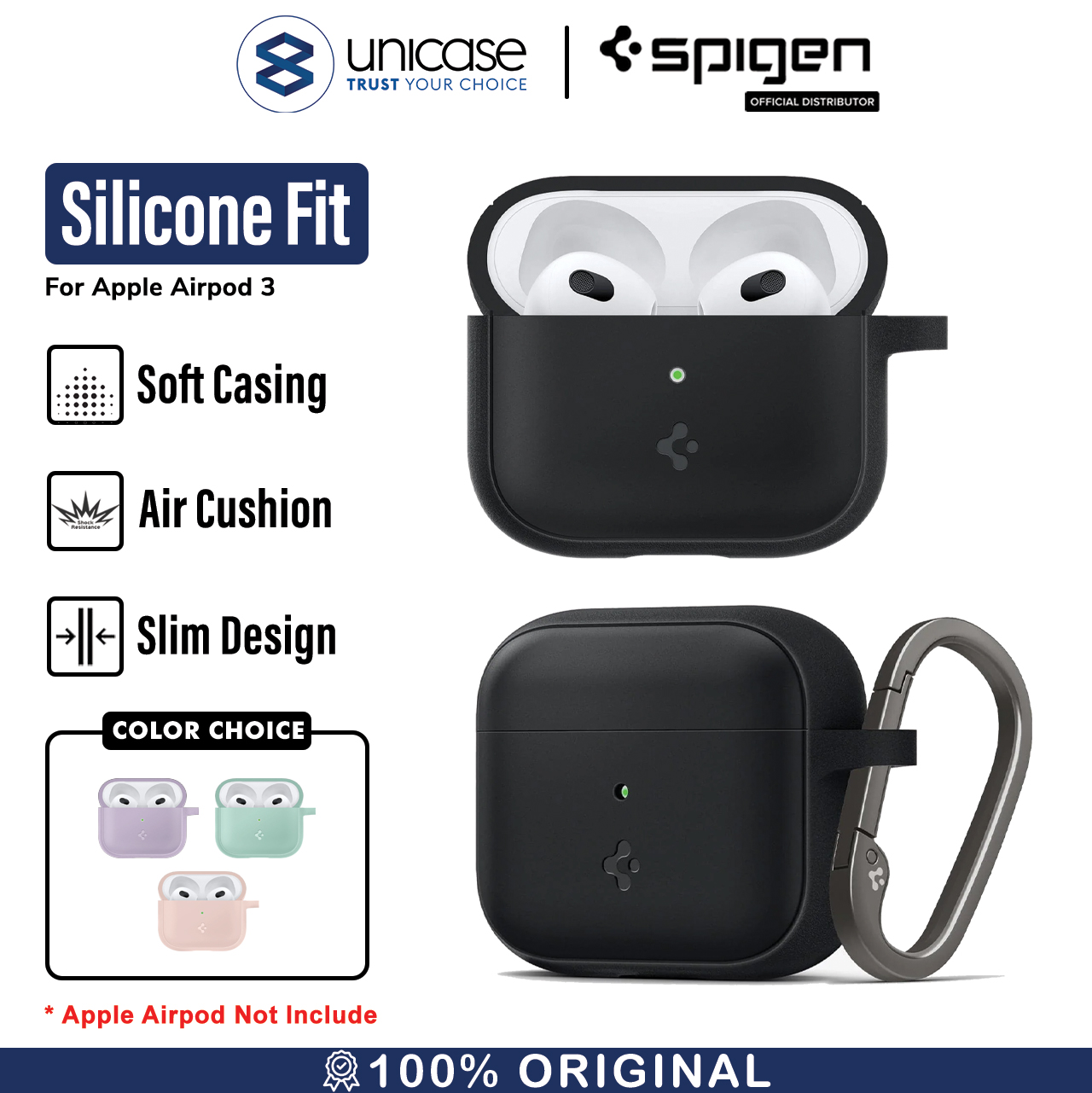 Case Airpods 3 Spigen Silicone Fit Cover Softcase Premium Slim Casing