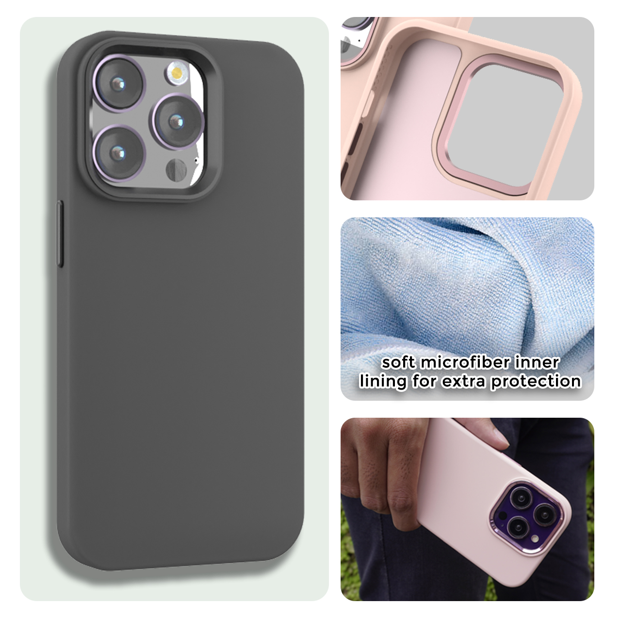 Case iPhone 14 Pro Max Plus Octagoods Metal Silicone Hybrid Soft Matte