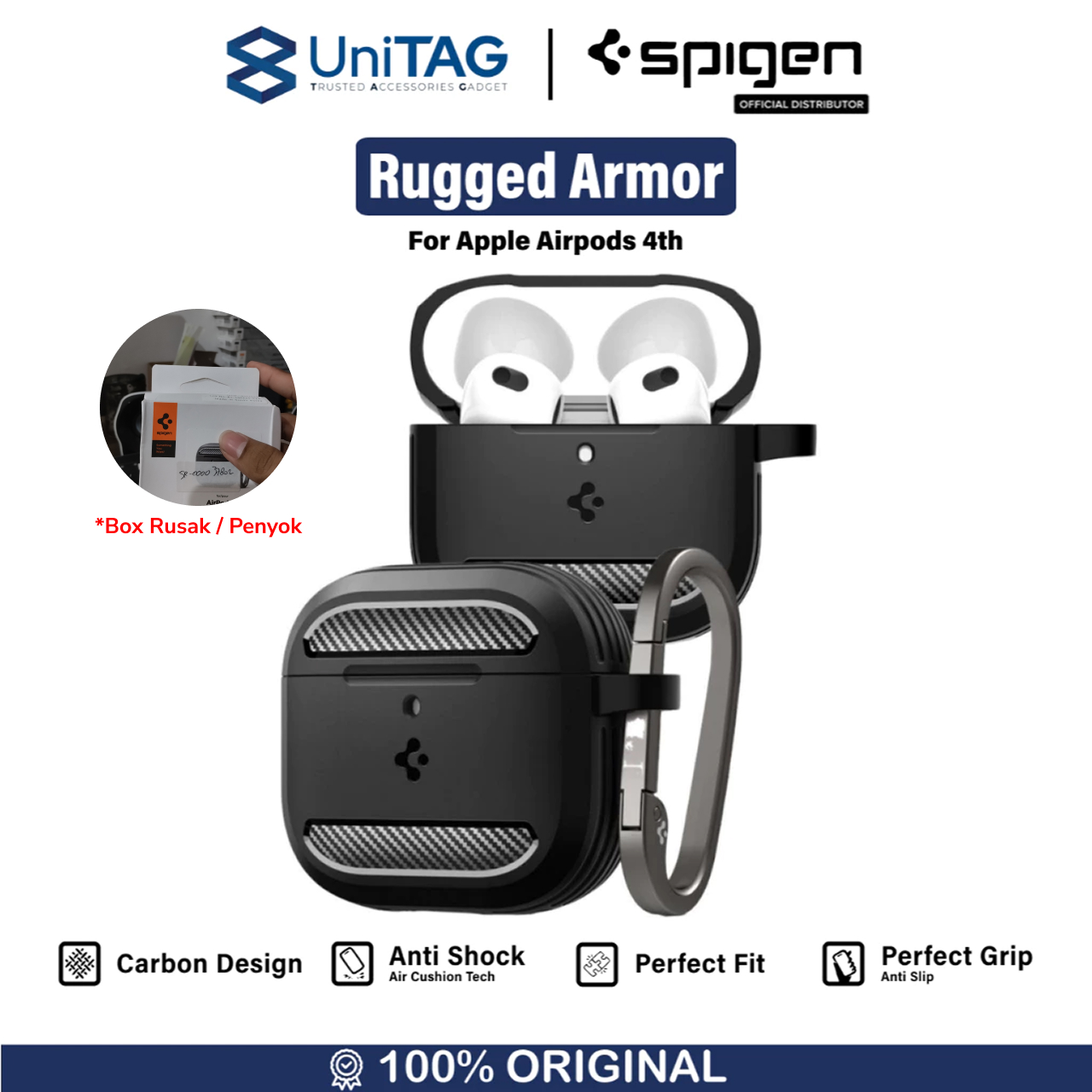 Spigen AirPods 4th Case Rugged Armor - Matte Black ACS08642-1