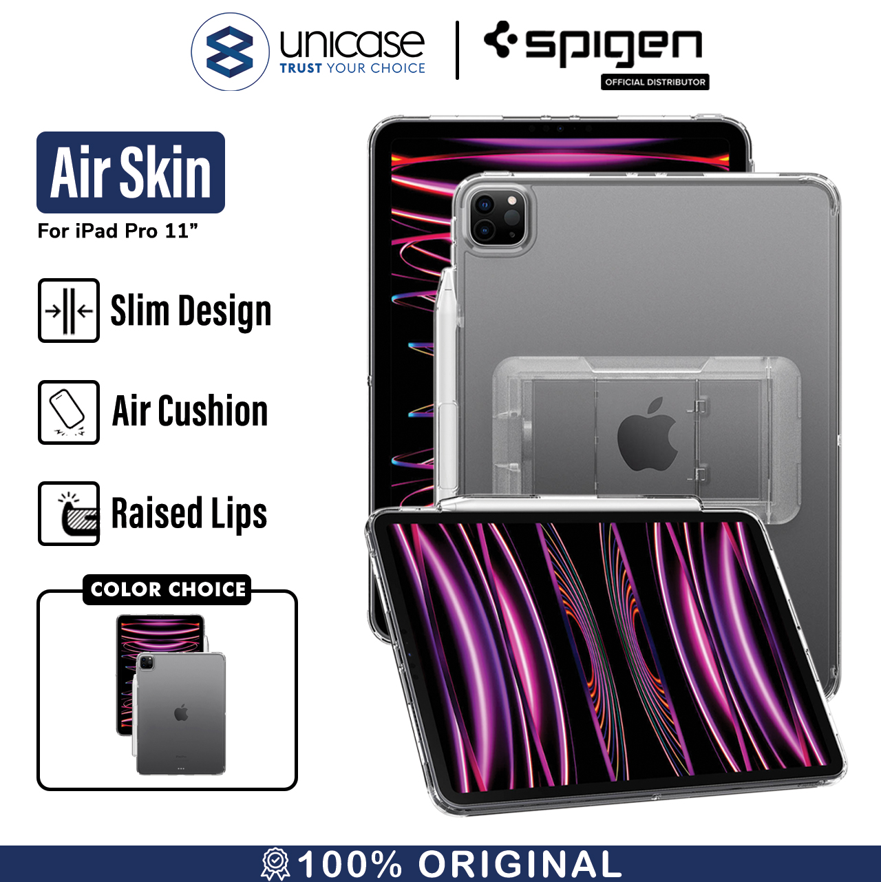 Spigen iPad Pro 11" (2022 / 2021 / 2020 / 2018) Case Flip Cover Air Skin Hybrid S - Crystal Clear ACS05448
