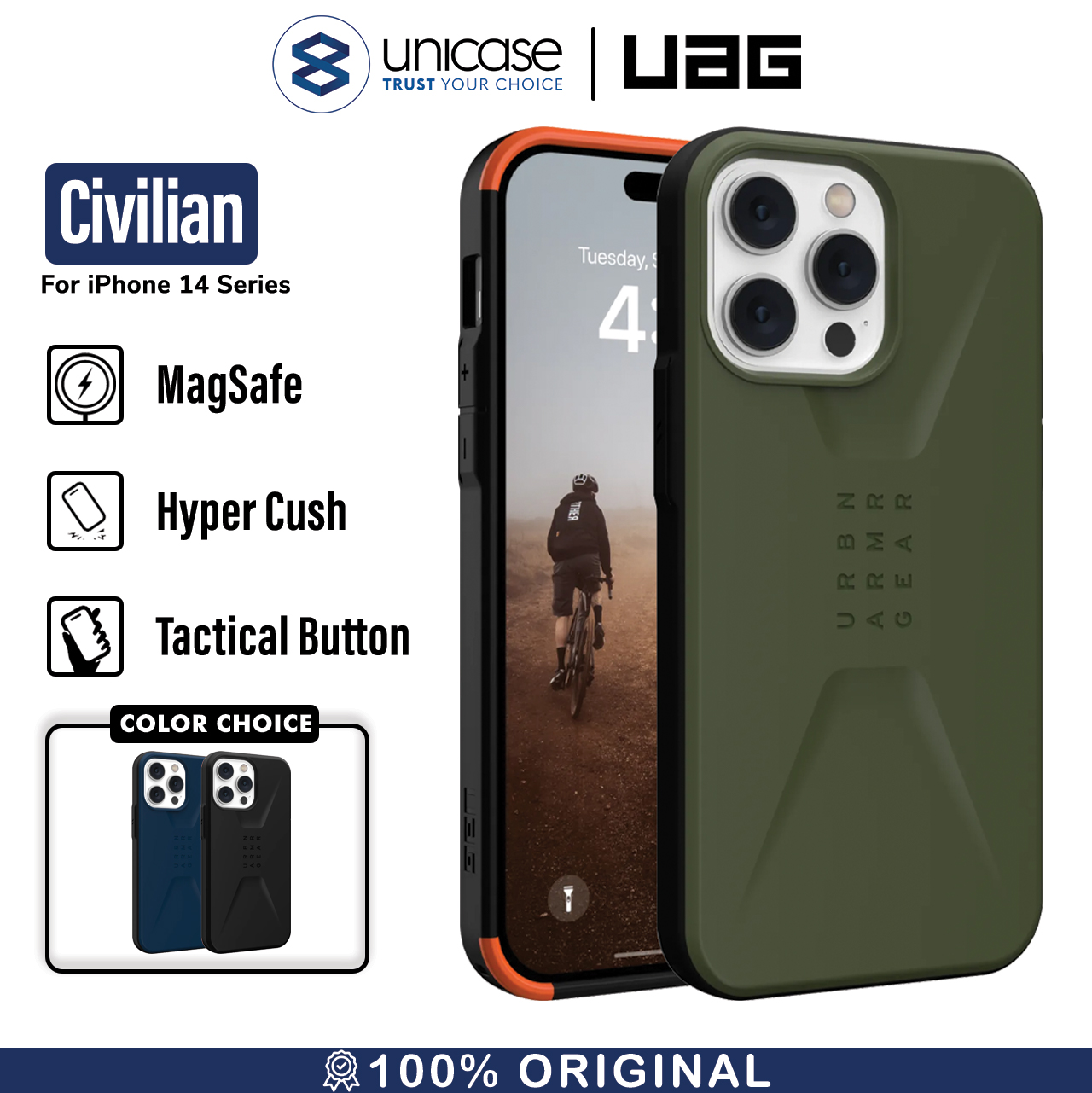 Case iPhone 14 Pro Max Plus UAG Civilian MagSafe Armor Matte Casing