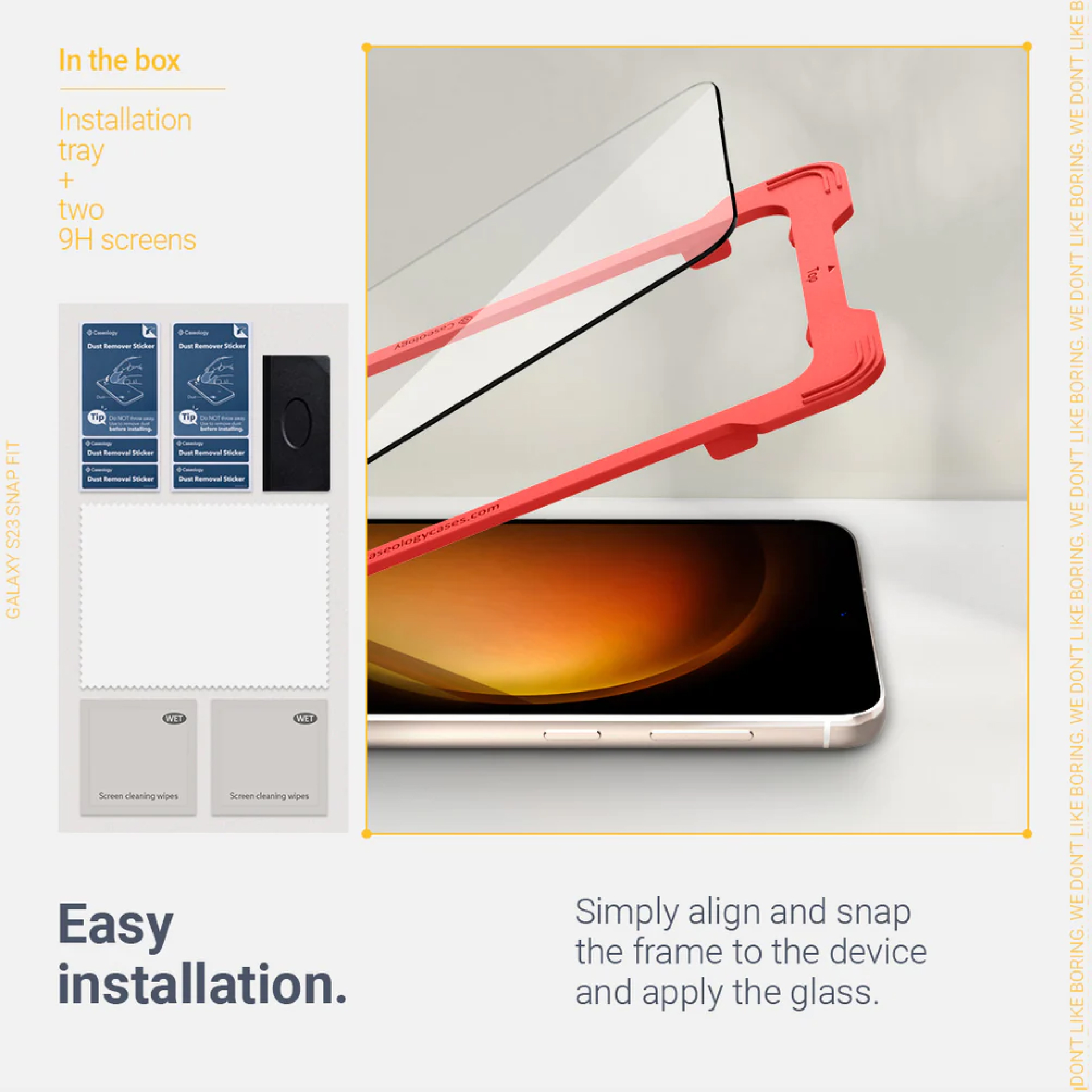 Tempered Glass Samsung S23 Plus Ultra Caseology Snap Fit 9H
