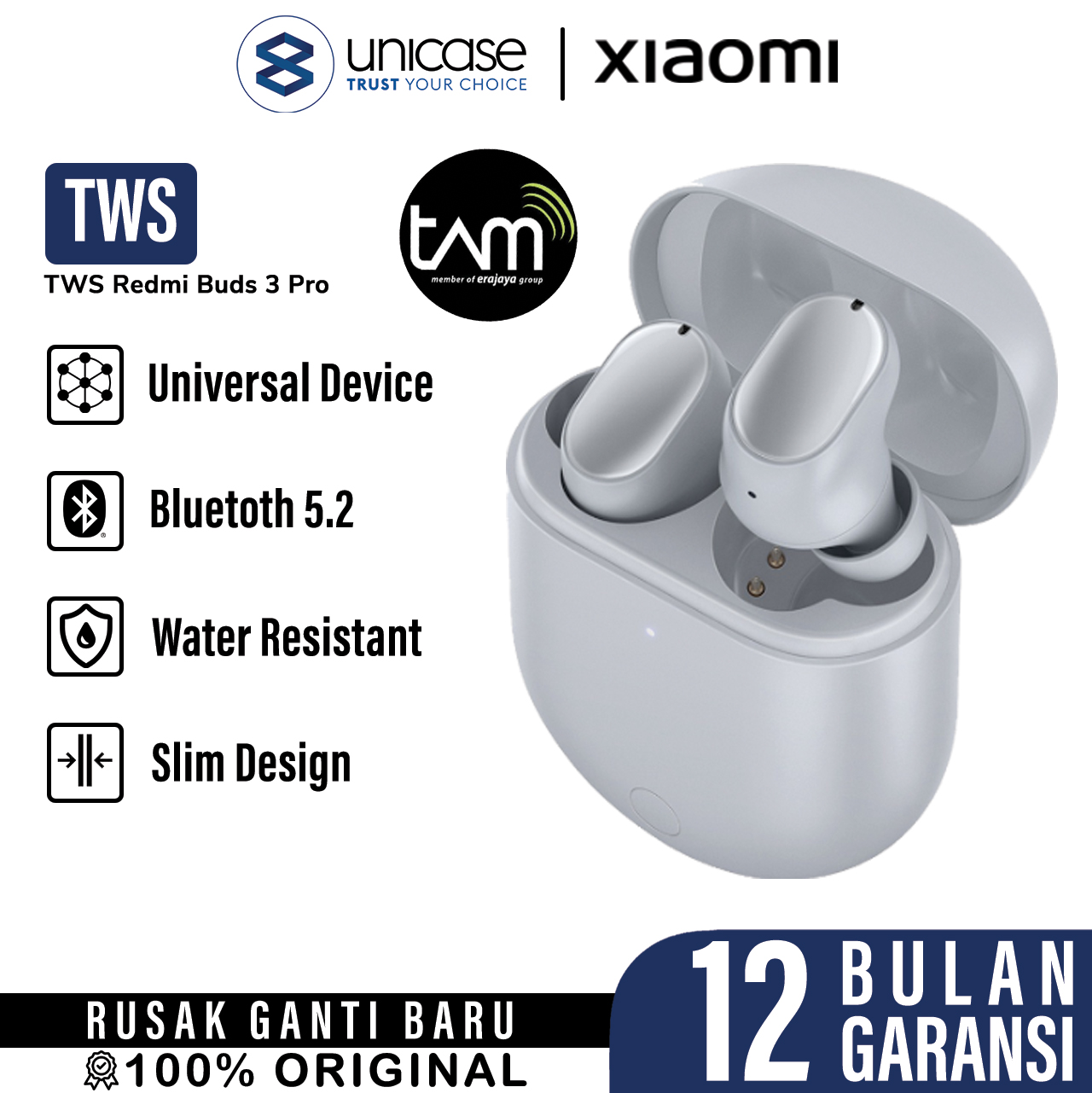 TWS Xiaomi Redmi Buds 3 Pro Wireless Earphone Bluetooth Qi Charge
