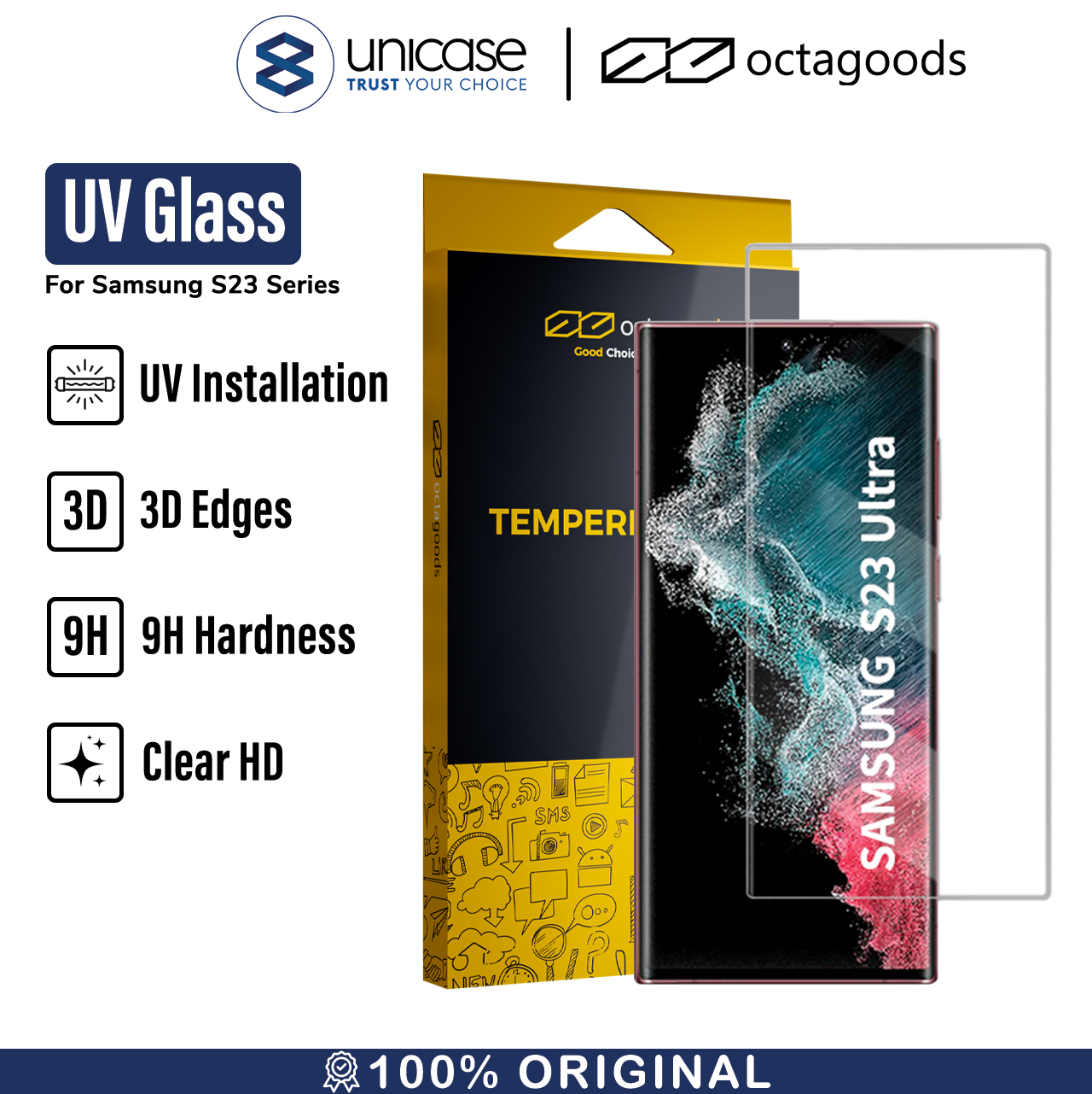Octagoods Galaxy S23 Ultra Tempered Glass UV Glass - SX6973-1