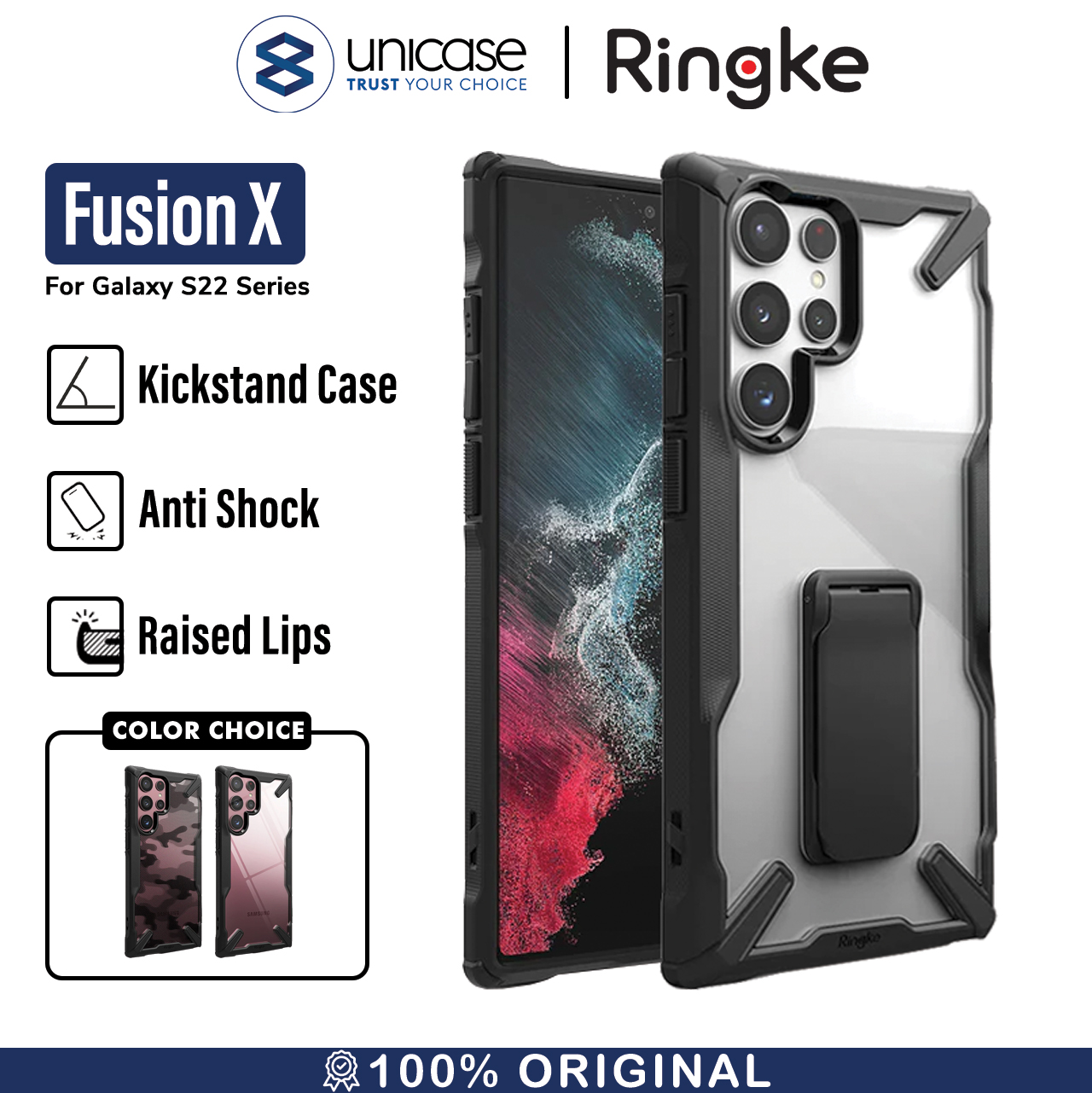Case Samsung Galaxy S22 Ultra / Plus Ringke Fusion X Anti Crack Casing