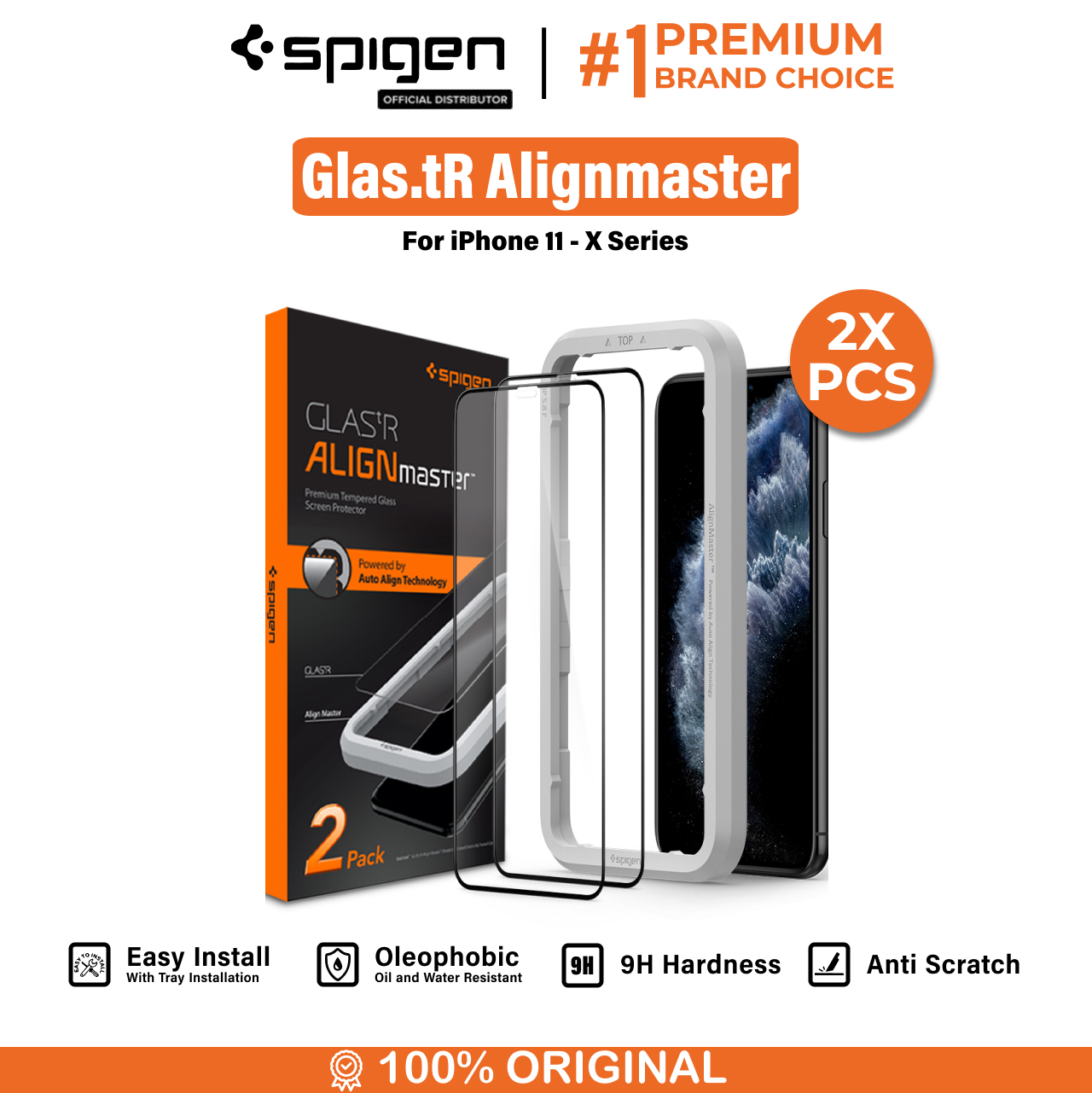 Tempered Glass iPhone 11 / Pro / Max / XS Max XS XR Spigen AlignMaster