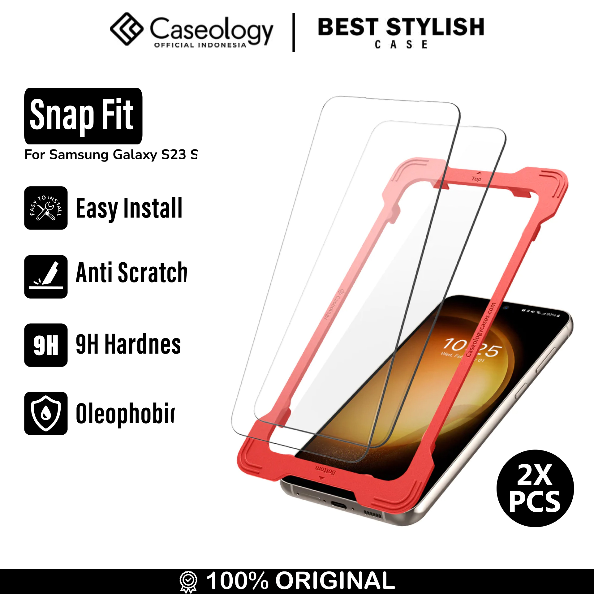 Tempered Glass Samsung S23 Plus Ultra Caseology Snap Fit 9H