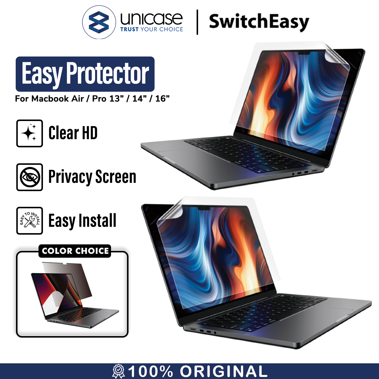 SwitchEasy MacBook Pro 14" (2023 / 2021) M3 / M2 / M1 Screen Protector Easy Vision - Transparent GS-105-232-288-65