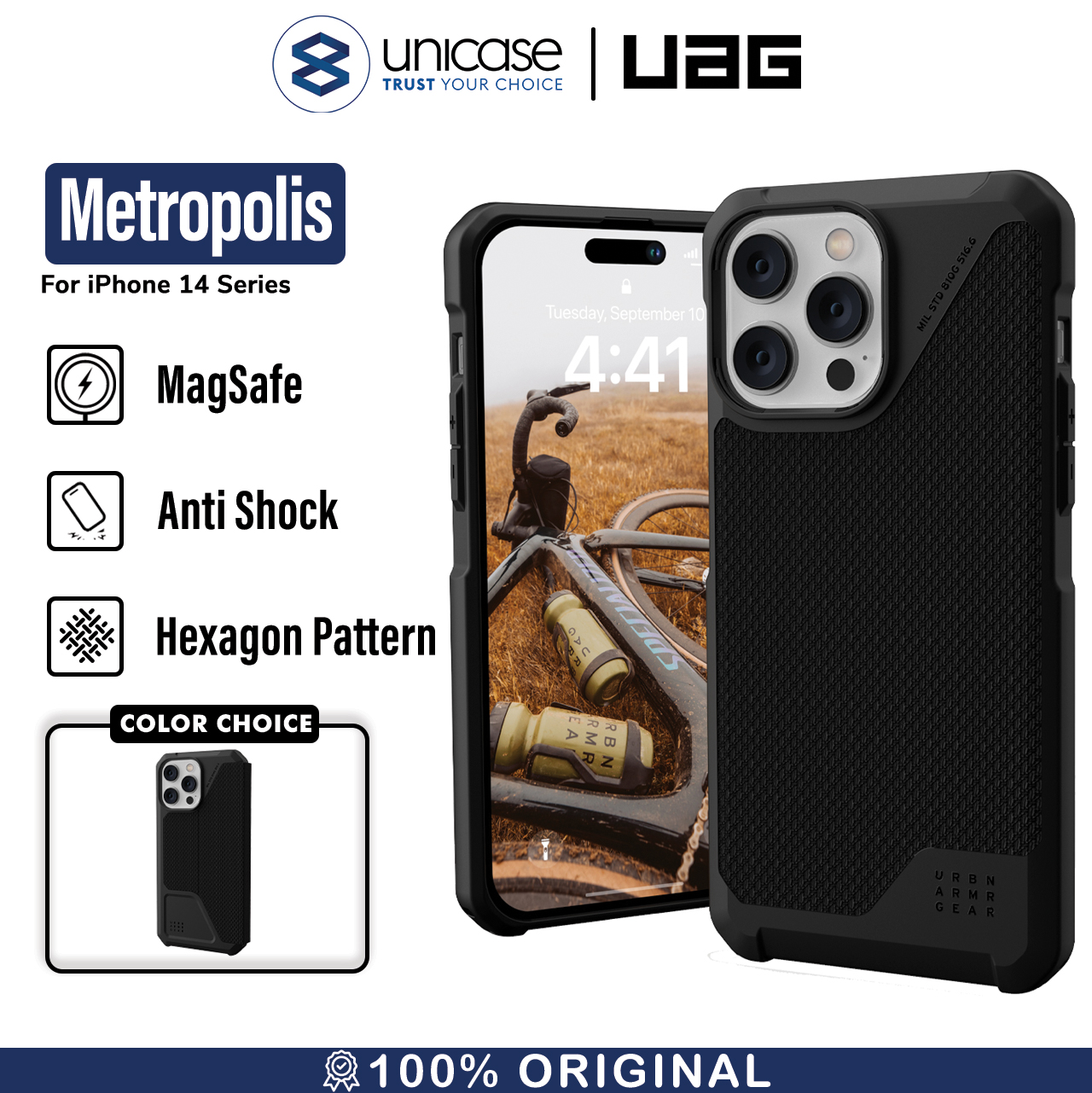 Case iPhone 14 Pro Max Plus UAG Metropolis LT MagSafe Kevlar Casing